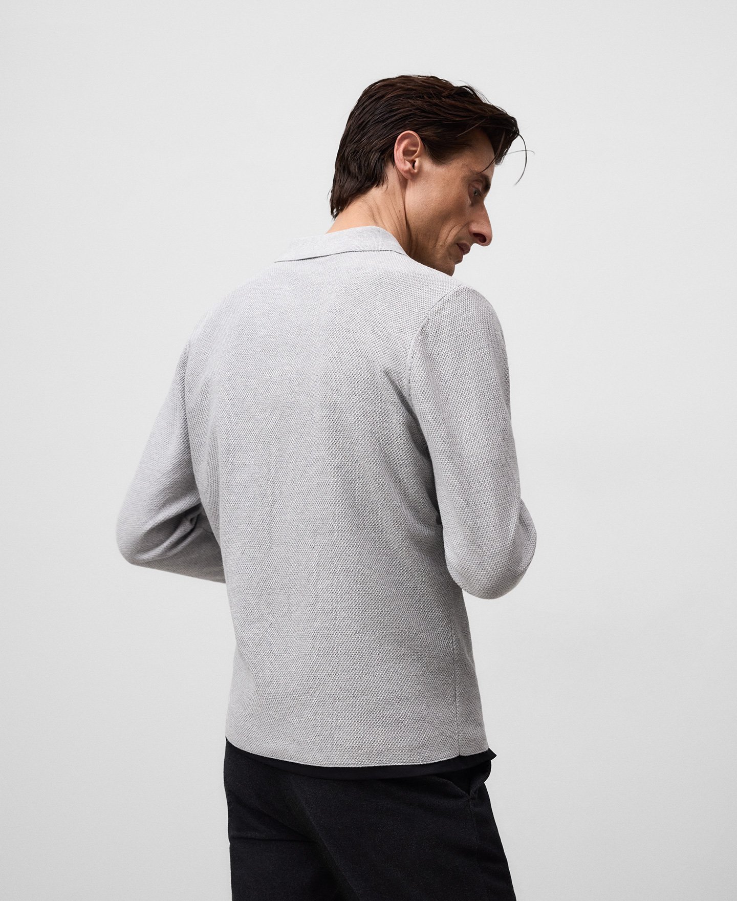 Polo punto estructura manga larga hombre image number 2