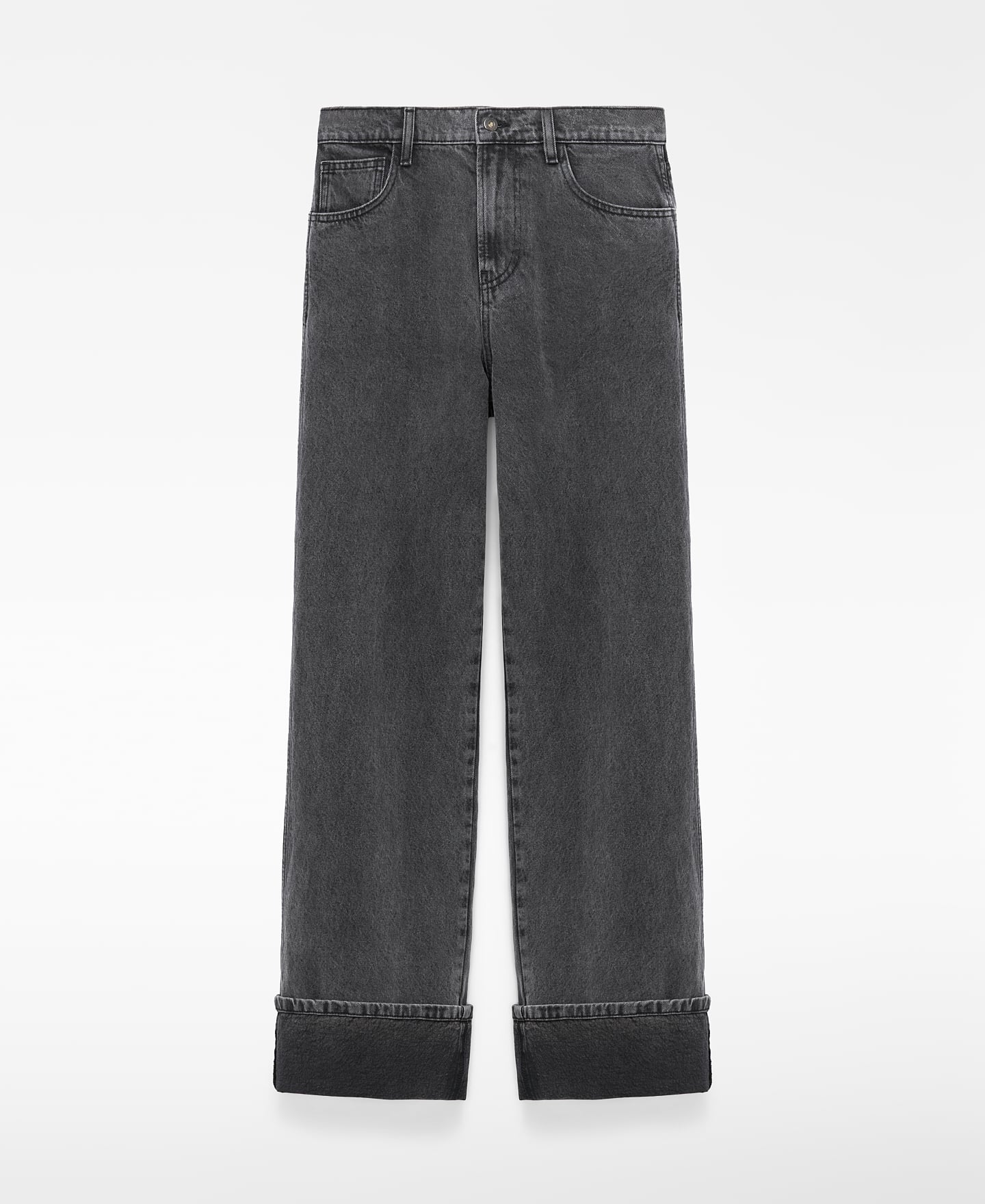 Straight washed denim trousers image number 6