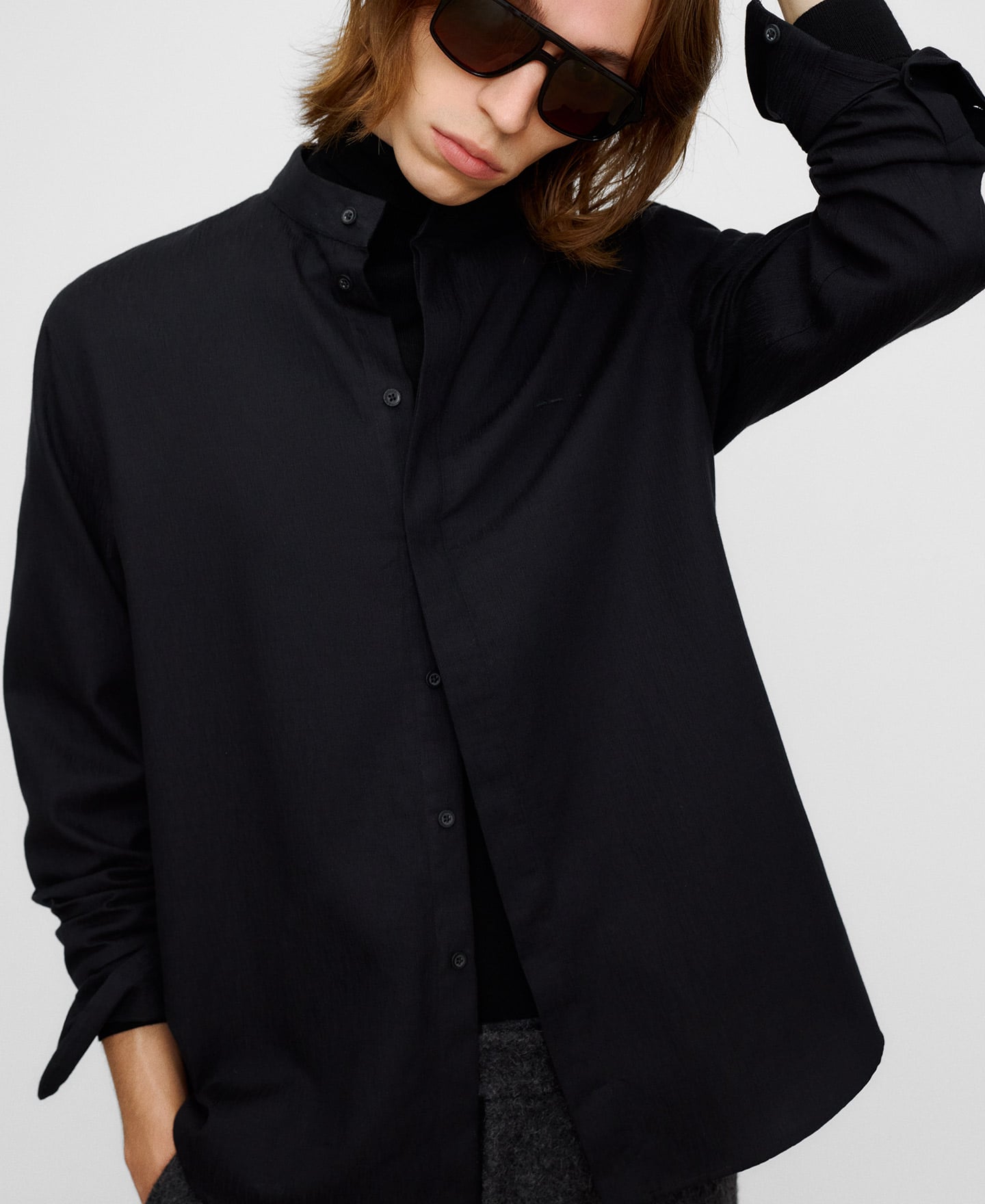 Cotton regular fit Mandarin collar shirt image number 0