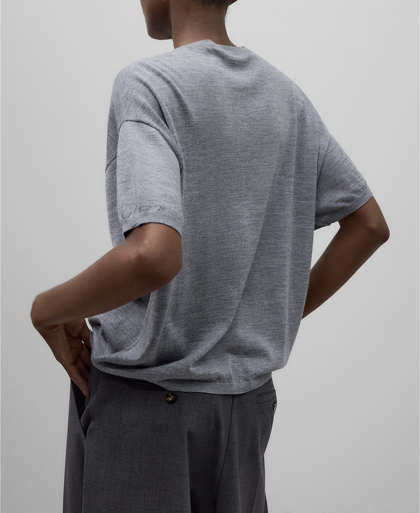 Merino wool short sleeve sweater woman image number 2