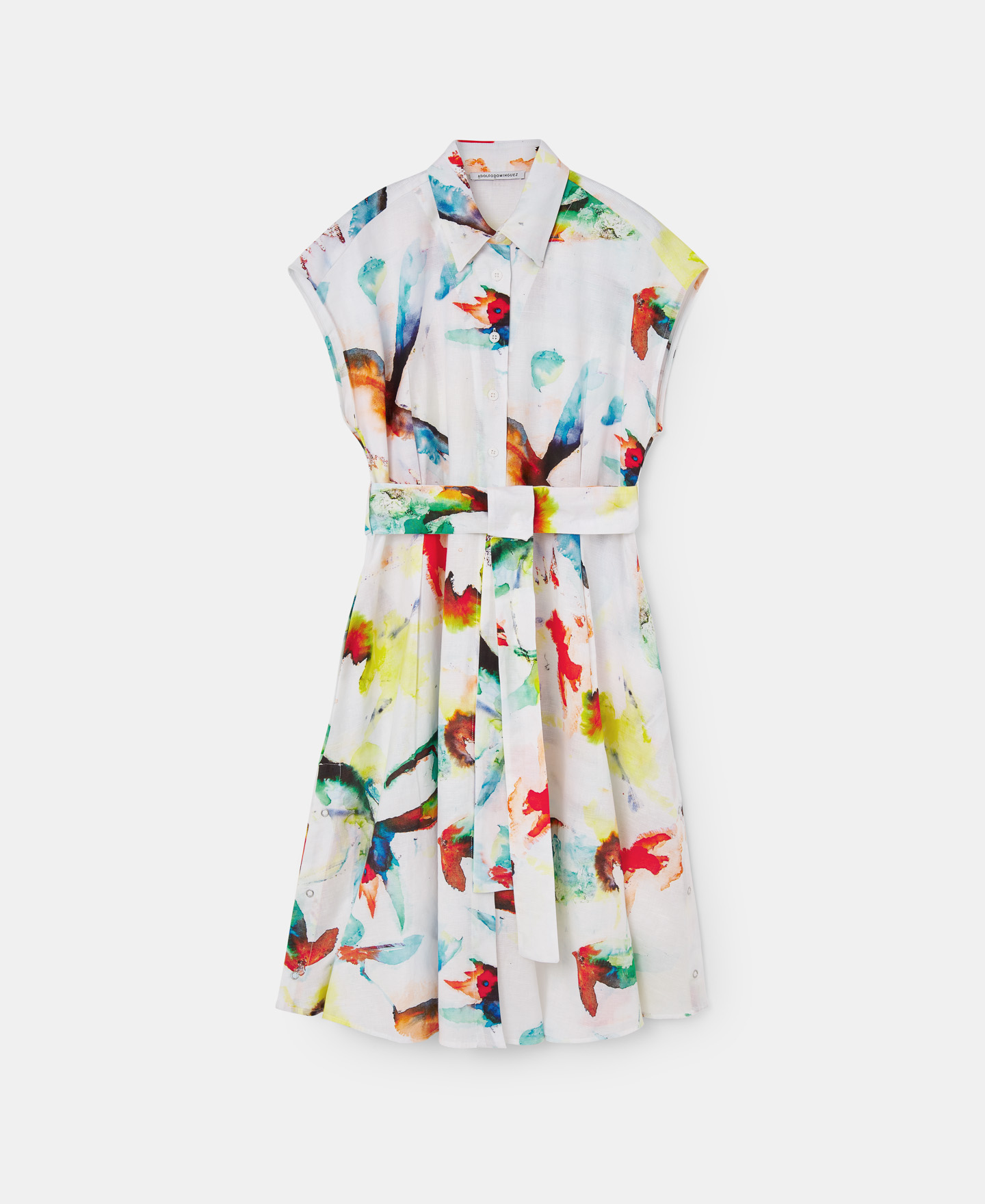 Vestido floral botones en algodón y lino image number 4