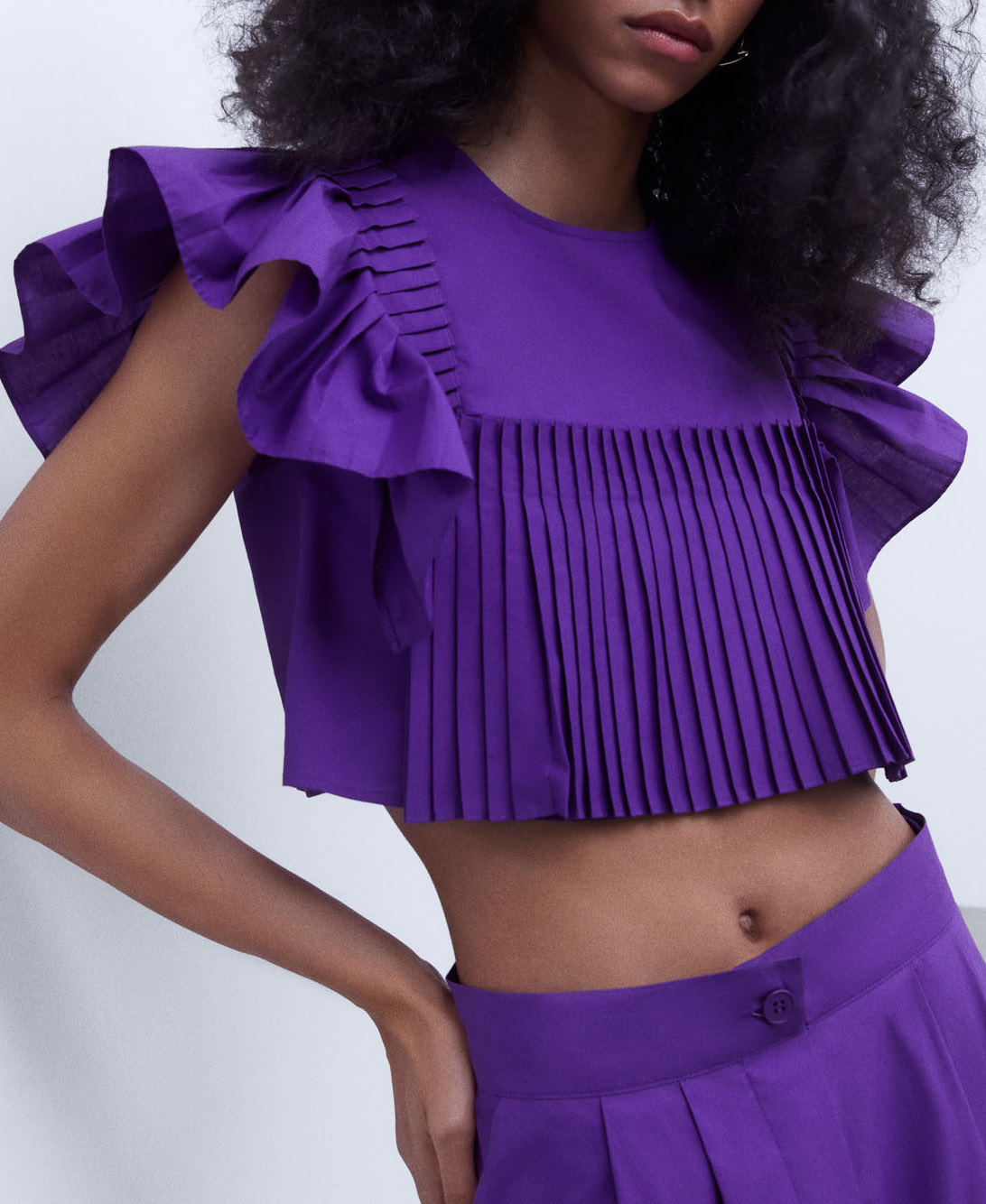 Cotton ruffle effect top image number 0