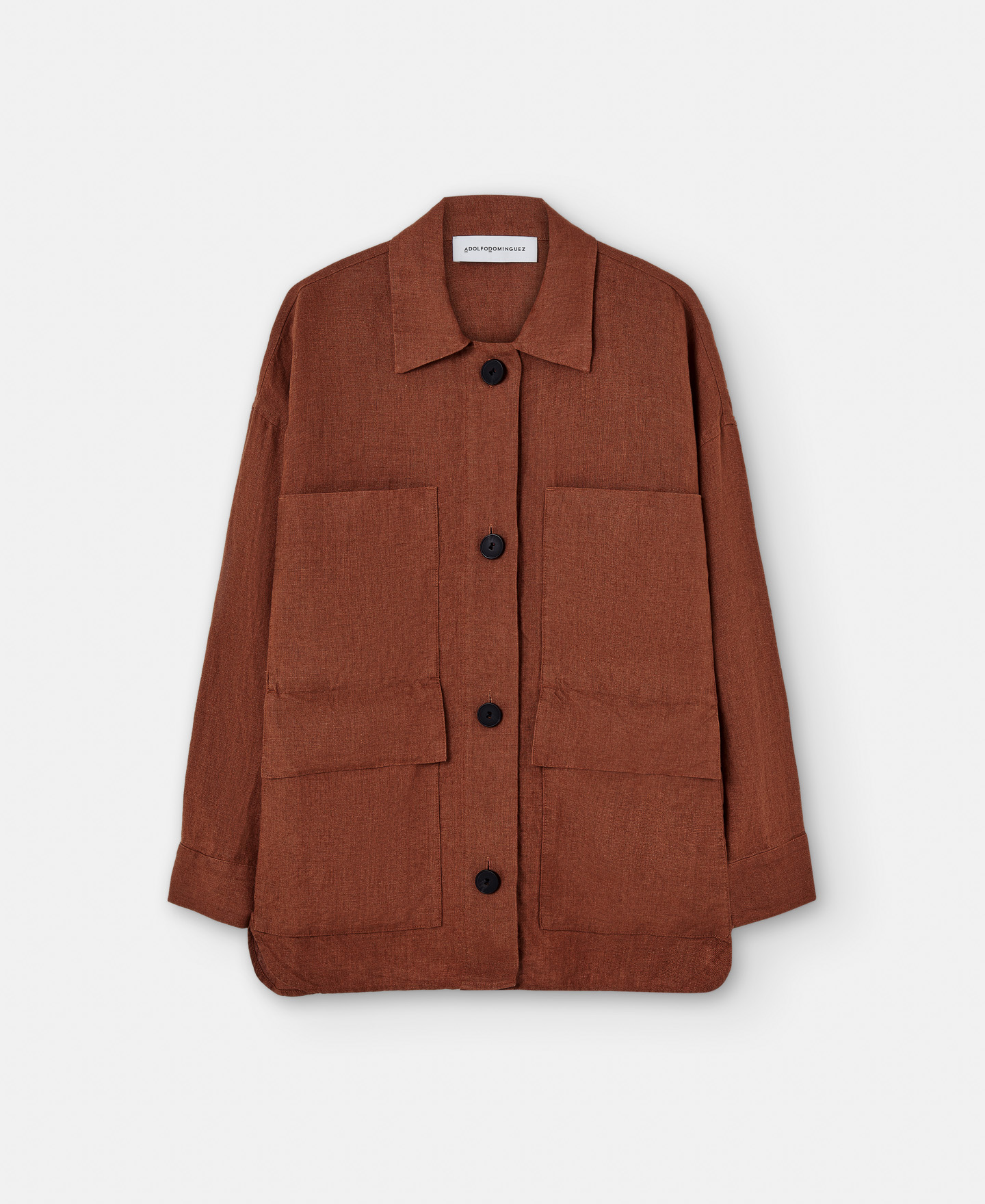 European linen button-down overshirt image number 4