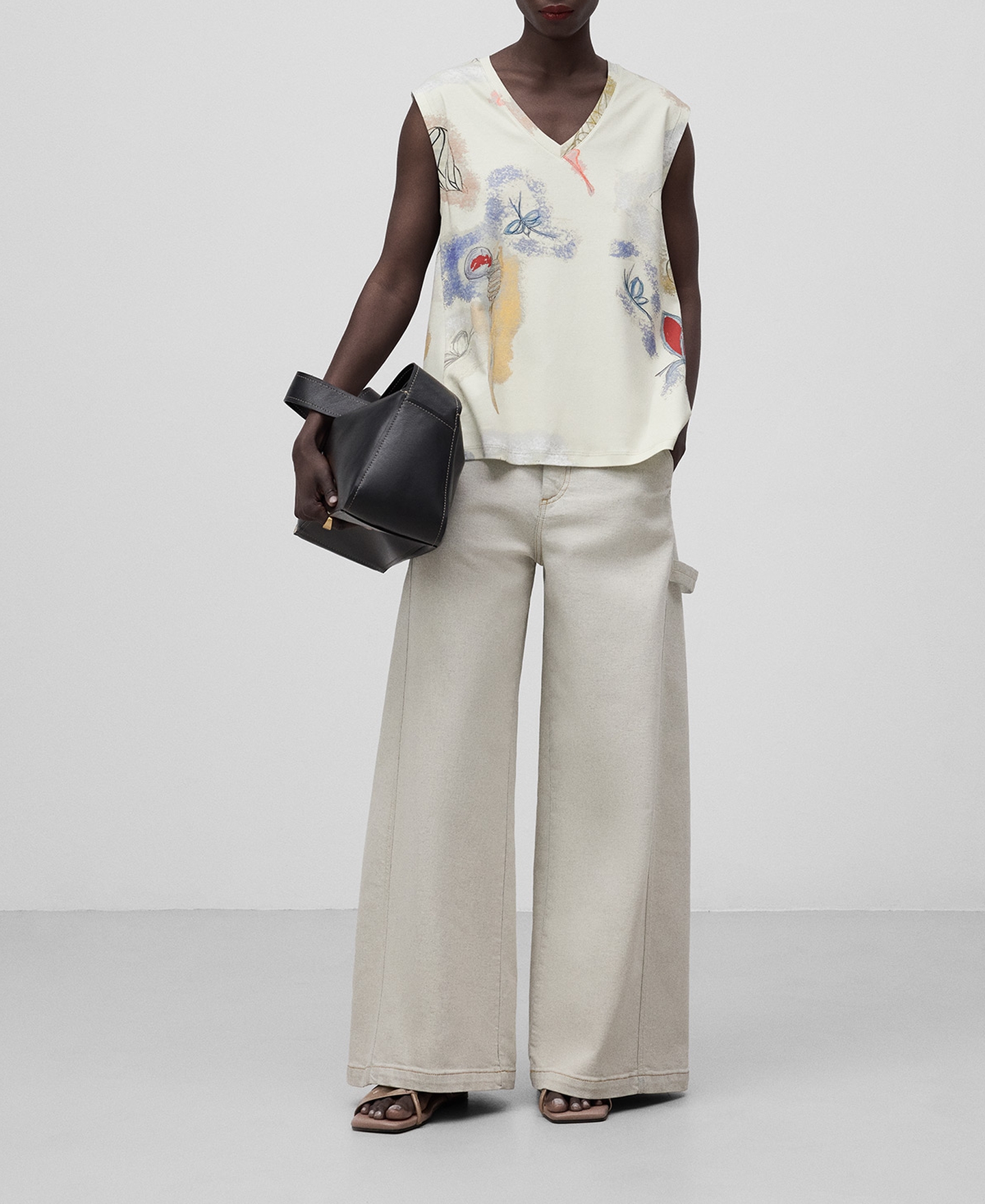 Cotton A-line printed T-shirt woman image number 1