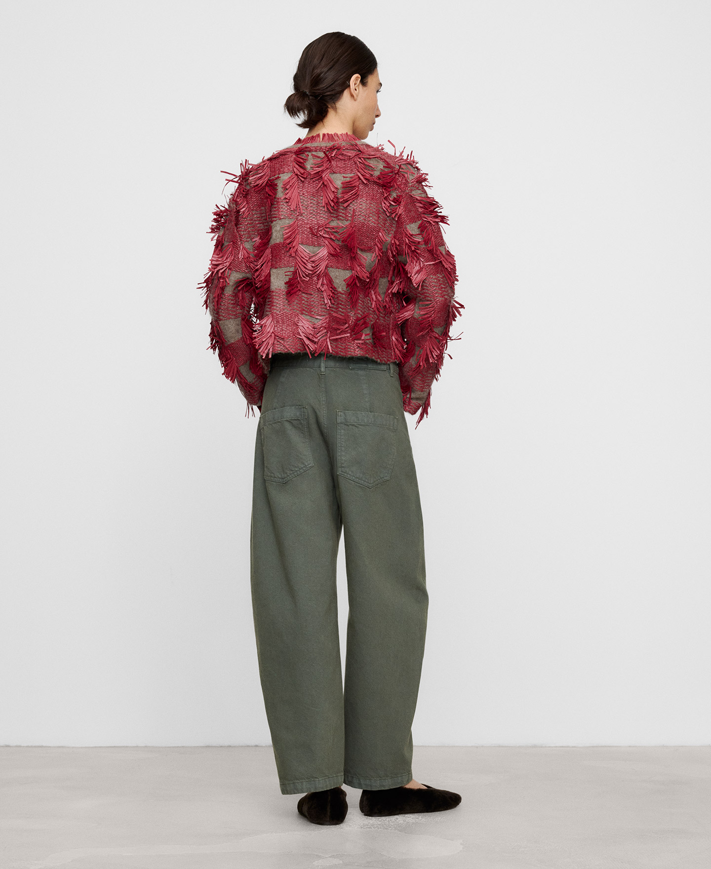 C&aacute;rdigan punto jacquard flecos image number 2