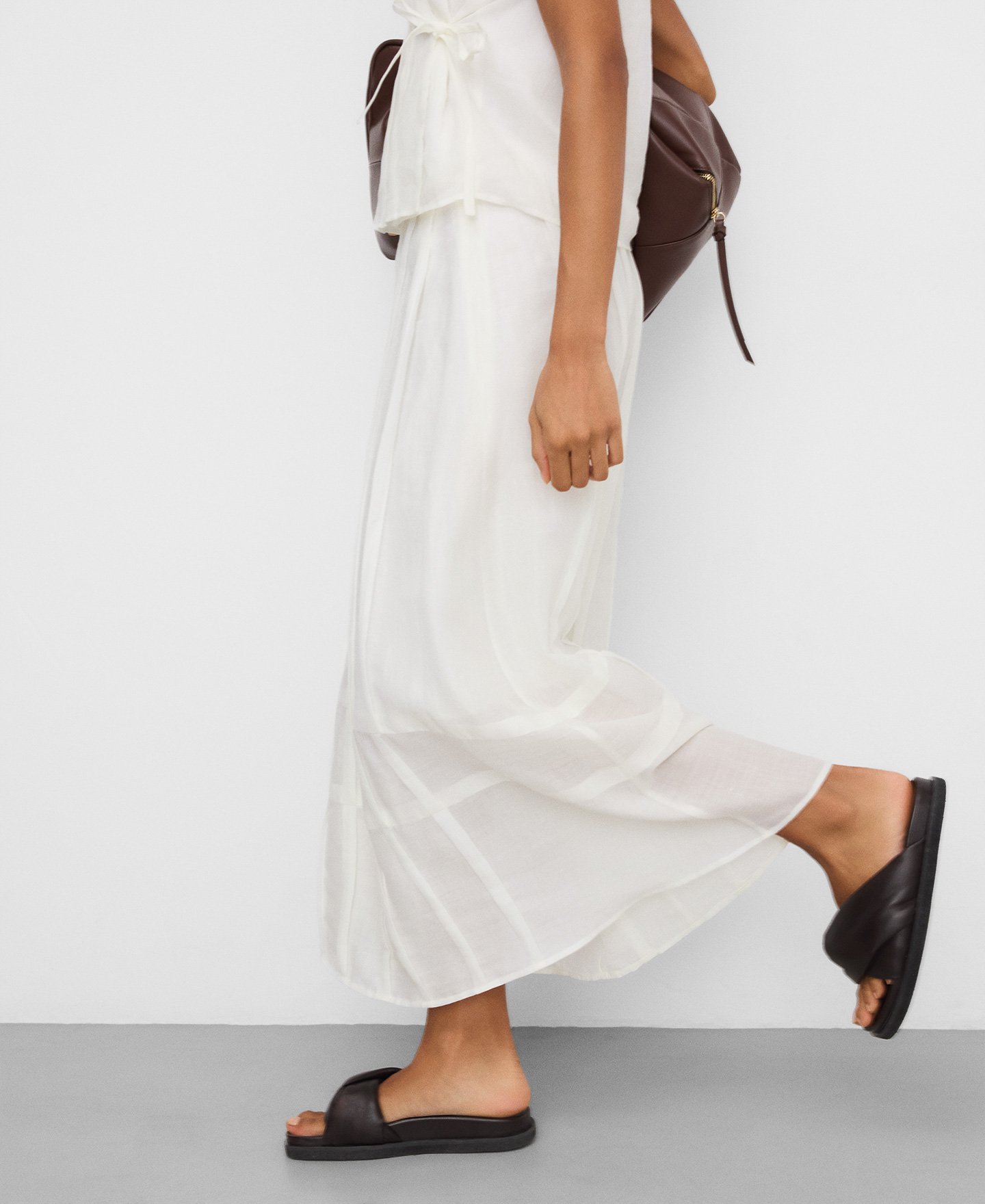 Falda evas&eacute; plisada ramio image number 3