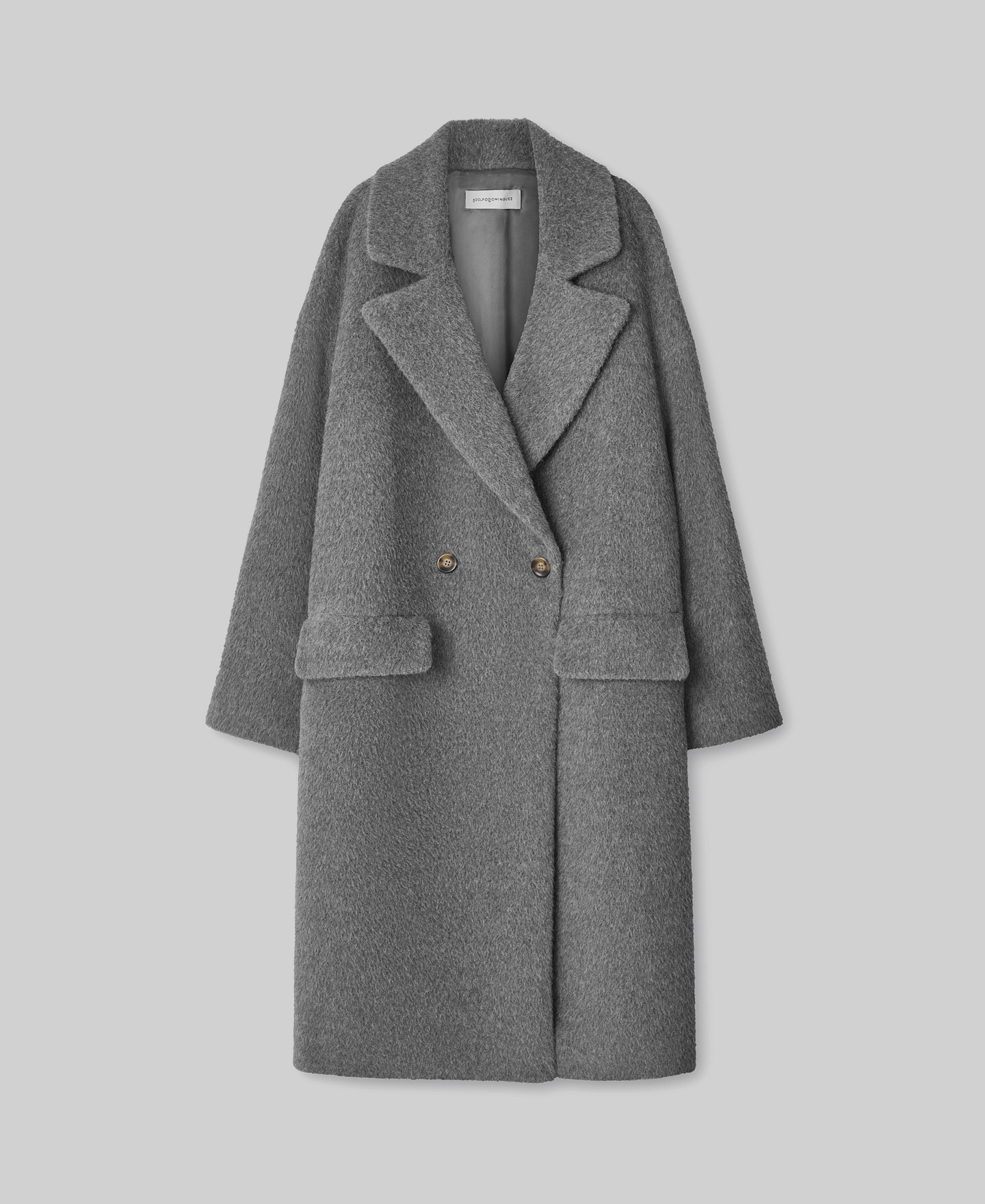 Grey alpaca woven coat for women image number 4