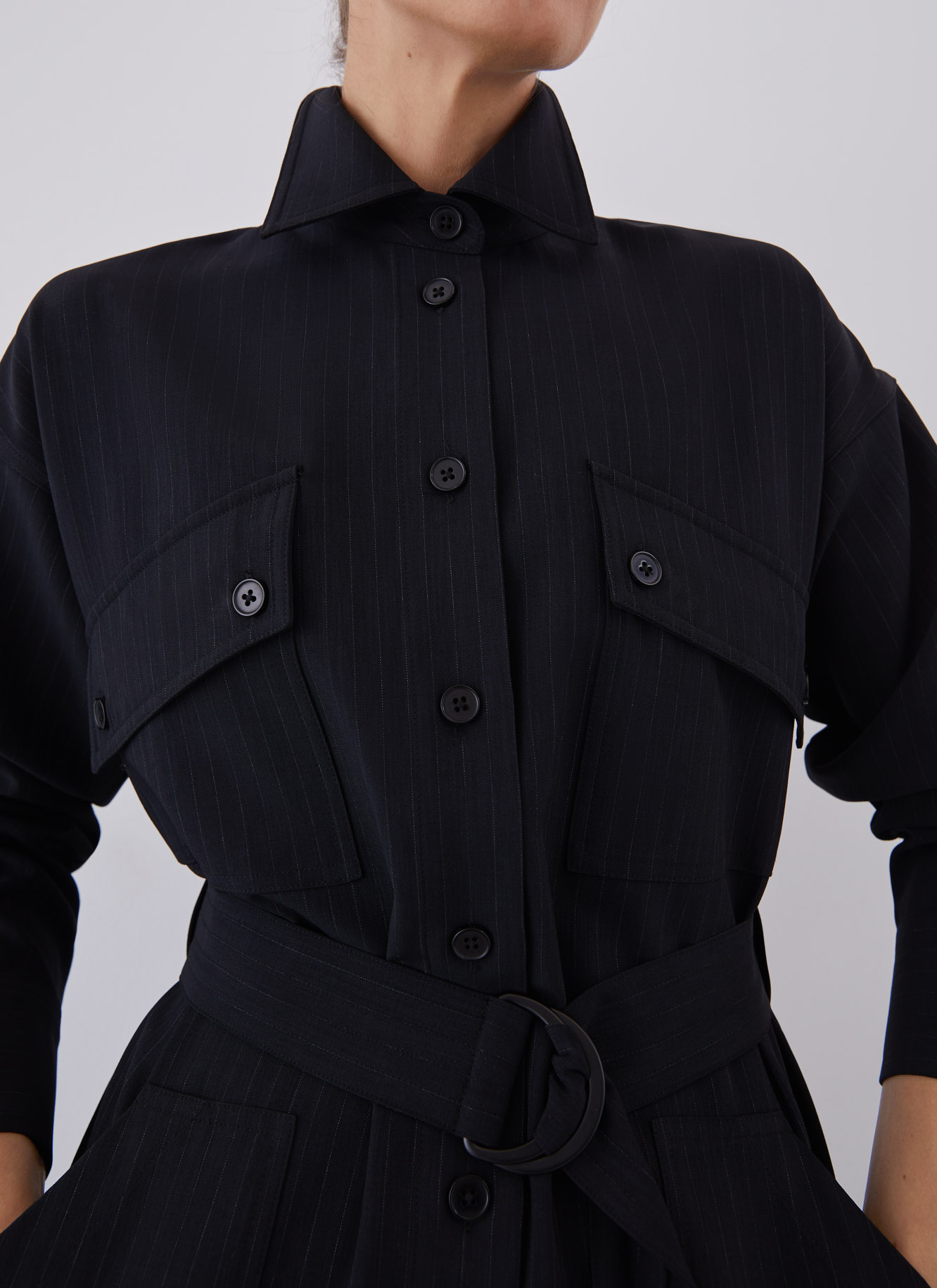 Shirt dress with belt image number 2