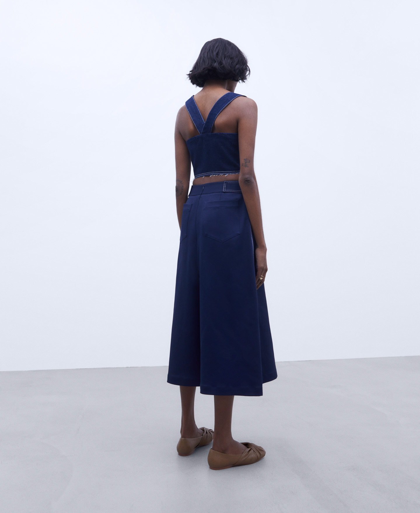 Denim top with contrasting stitching image number 2