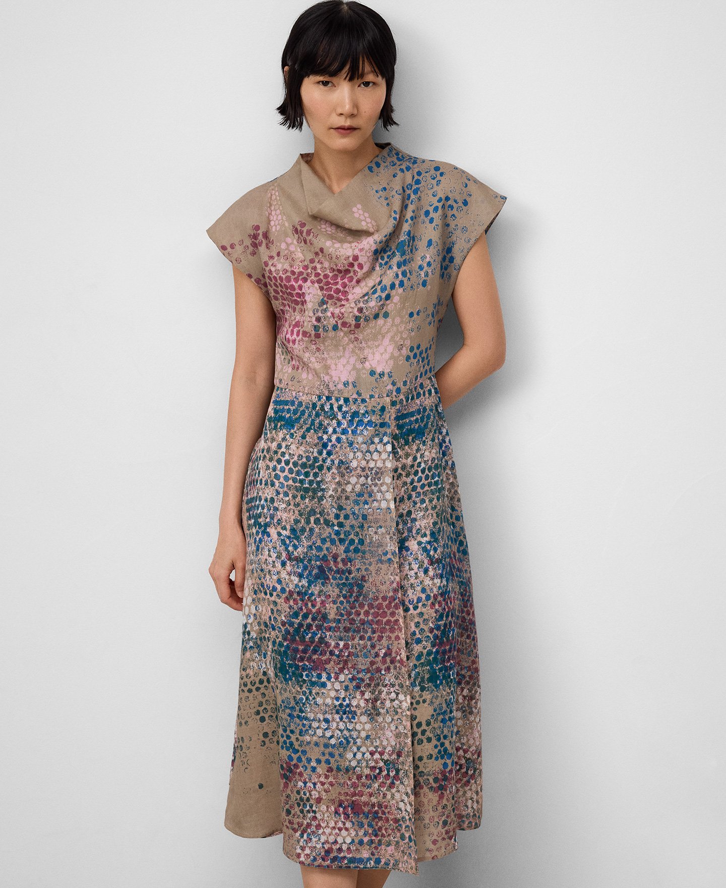 Vestido estampado ramio mujer image number 0
