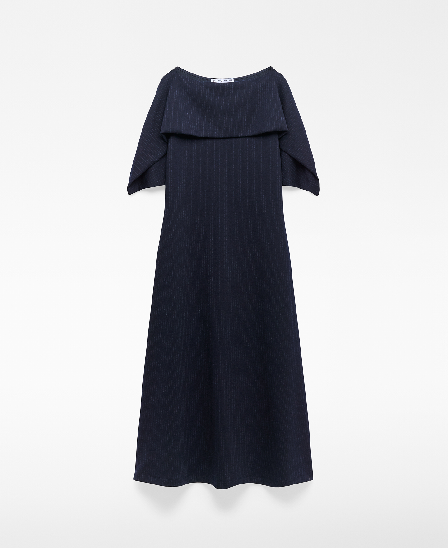 Boat neckline striped dress woman image number 4