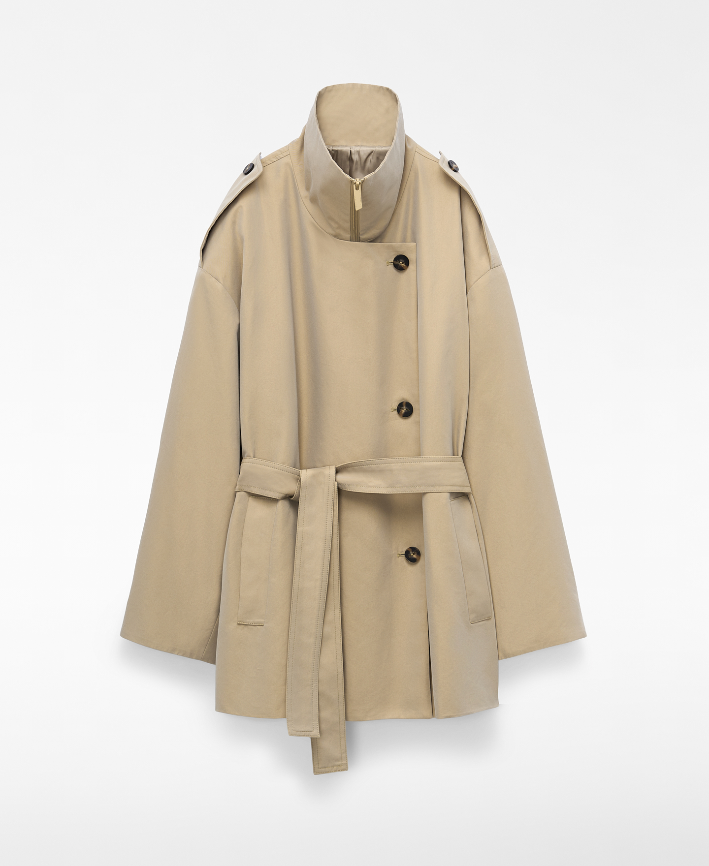 Kurzer Kreuz-Trenchcoat mit Trichterhals image number 6