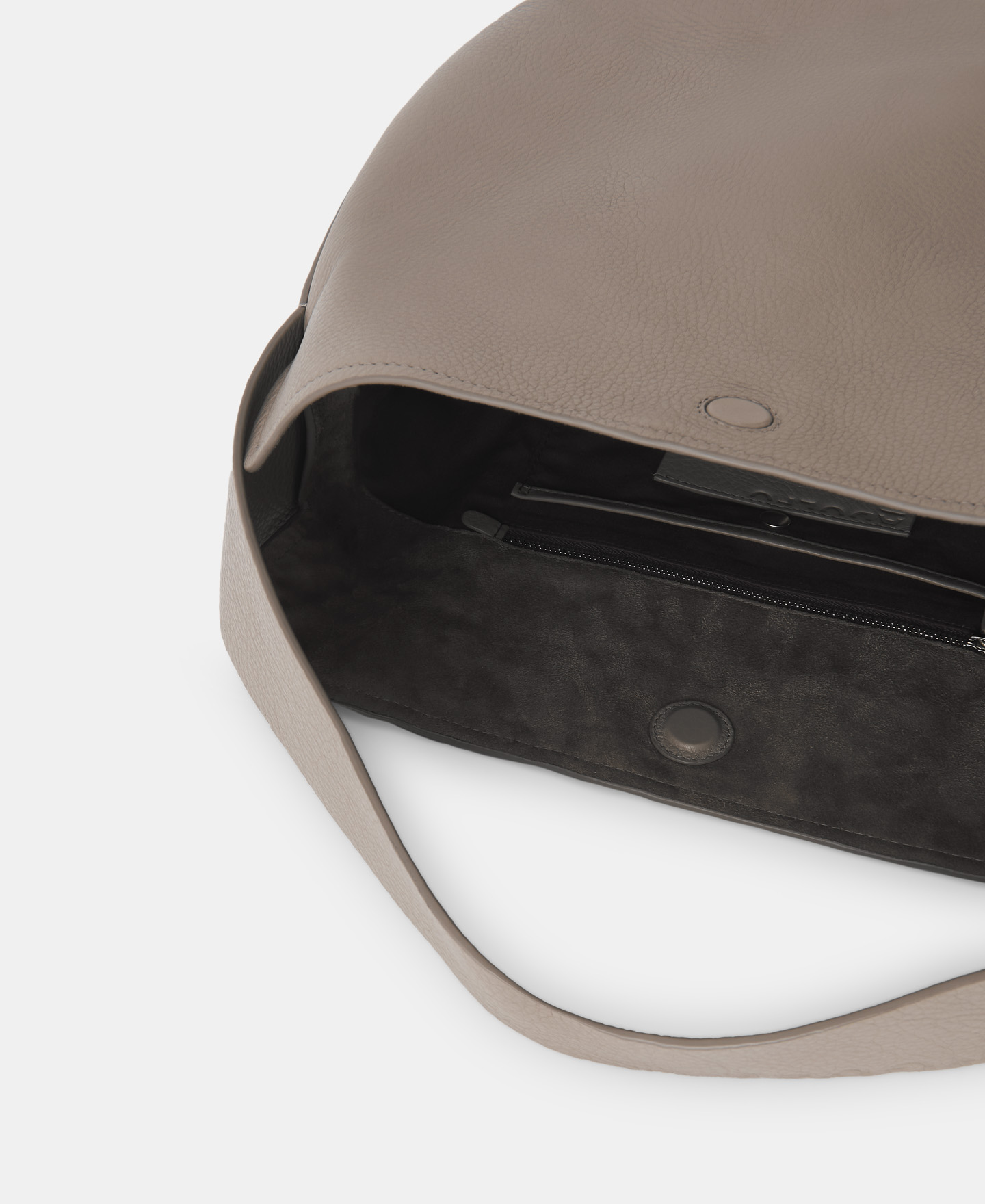 Grained leather horizontal hobo bag image number 2