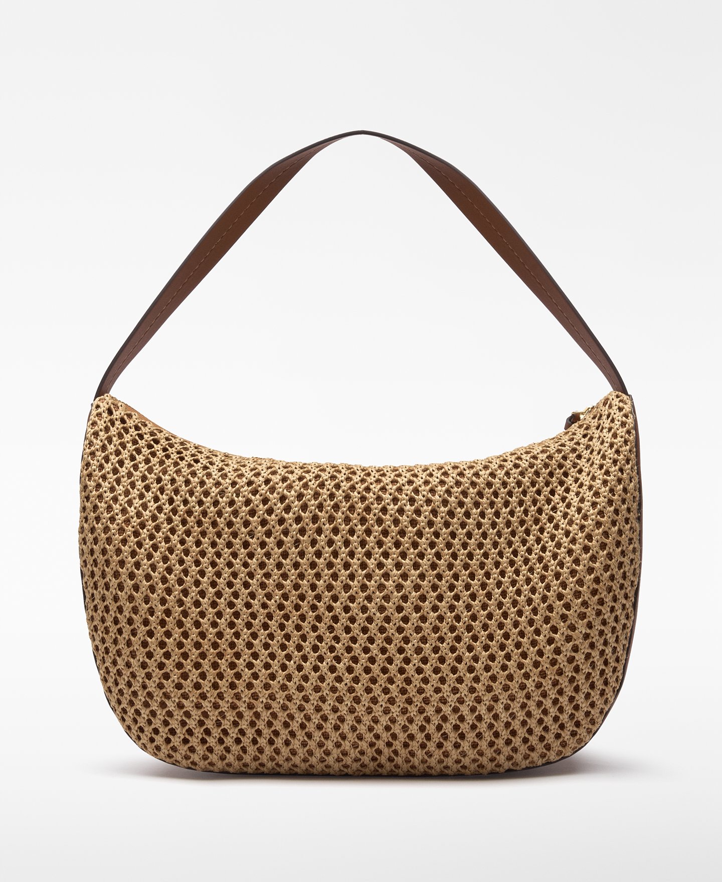 Raffia-textured medium bowling bag woman image number 1