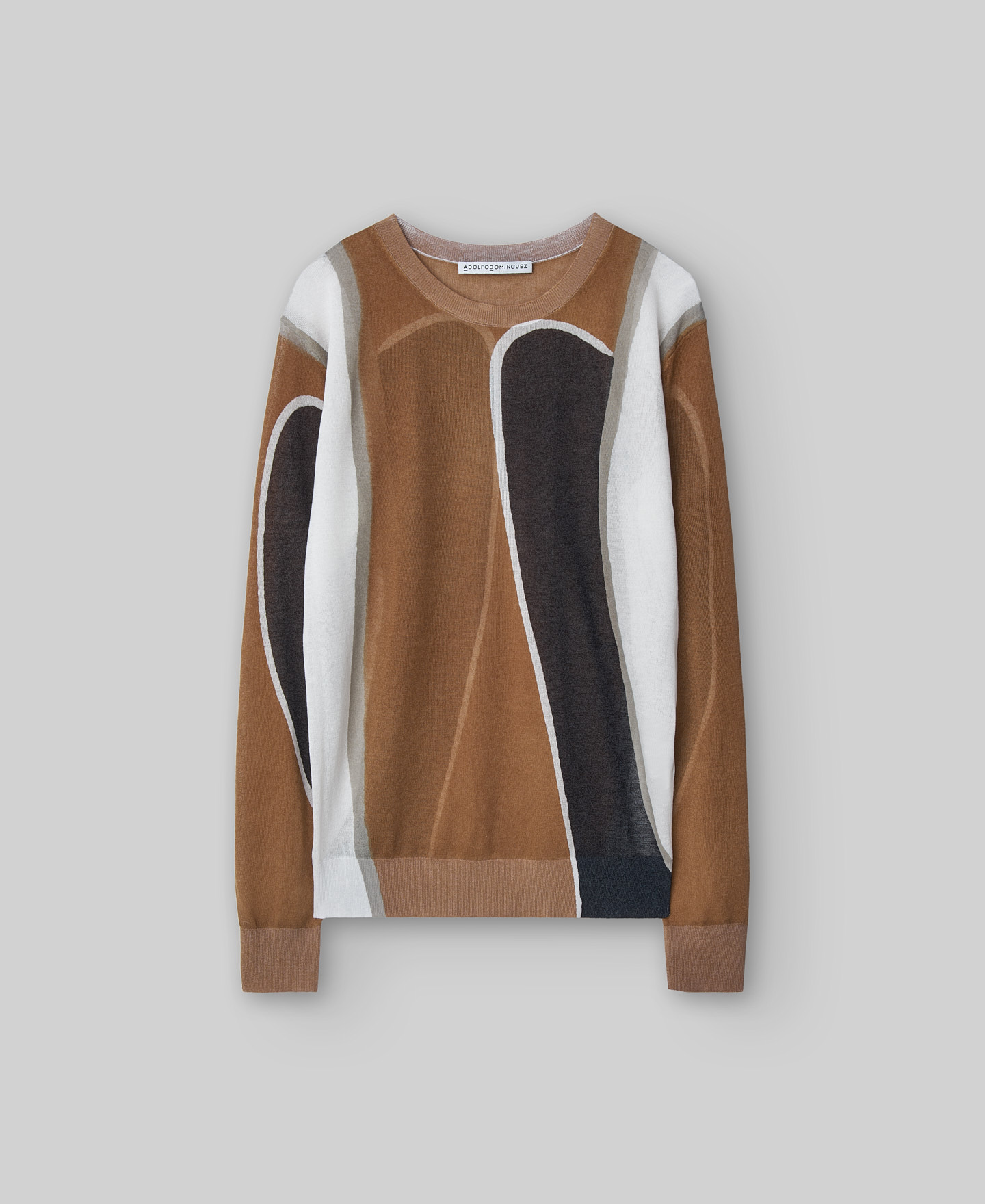 Printed fine knit sweater woman image number 4