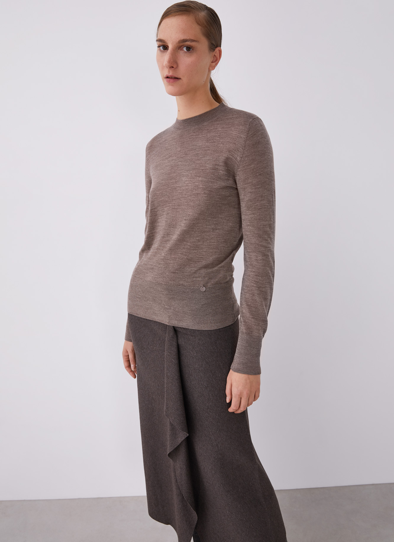 Merino wool perkins neck sweater image number 0