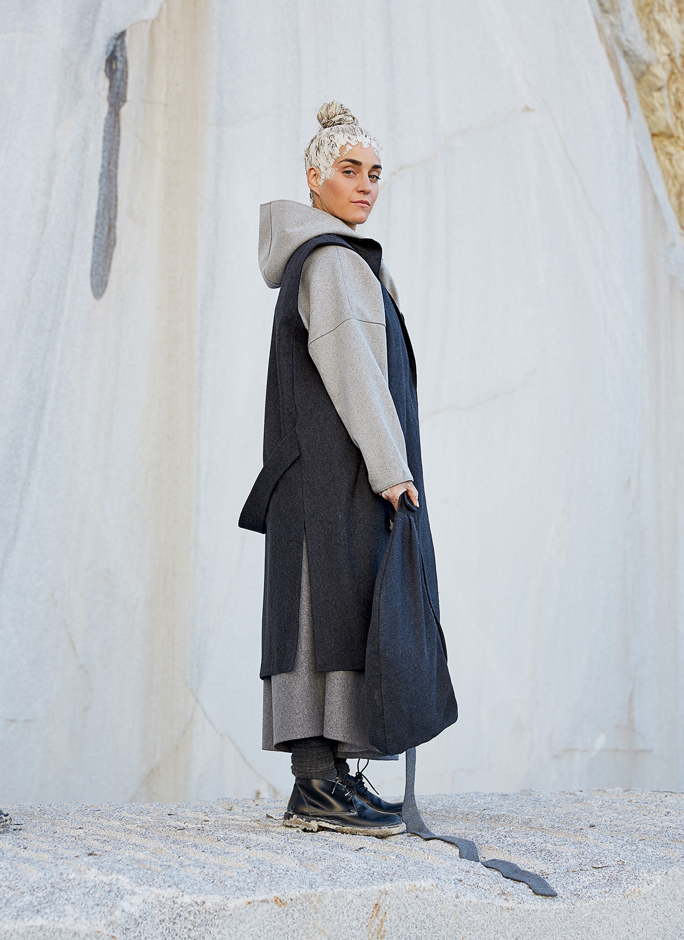 Felt hoodie with maxi-pocket image number 4