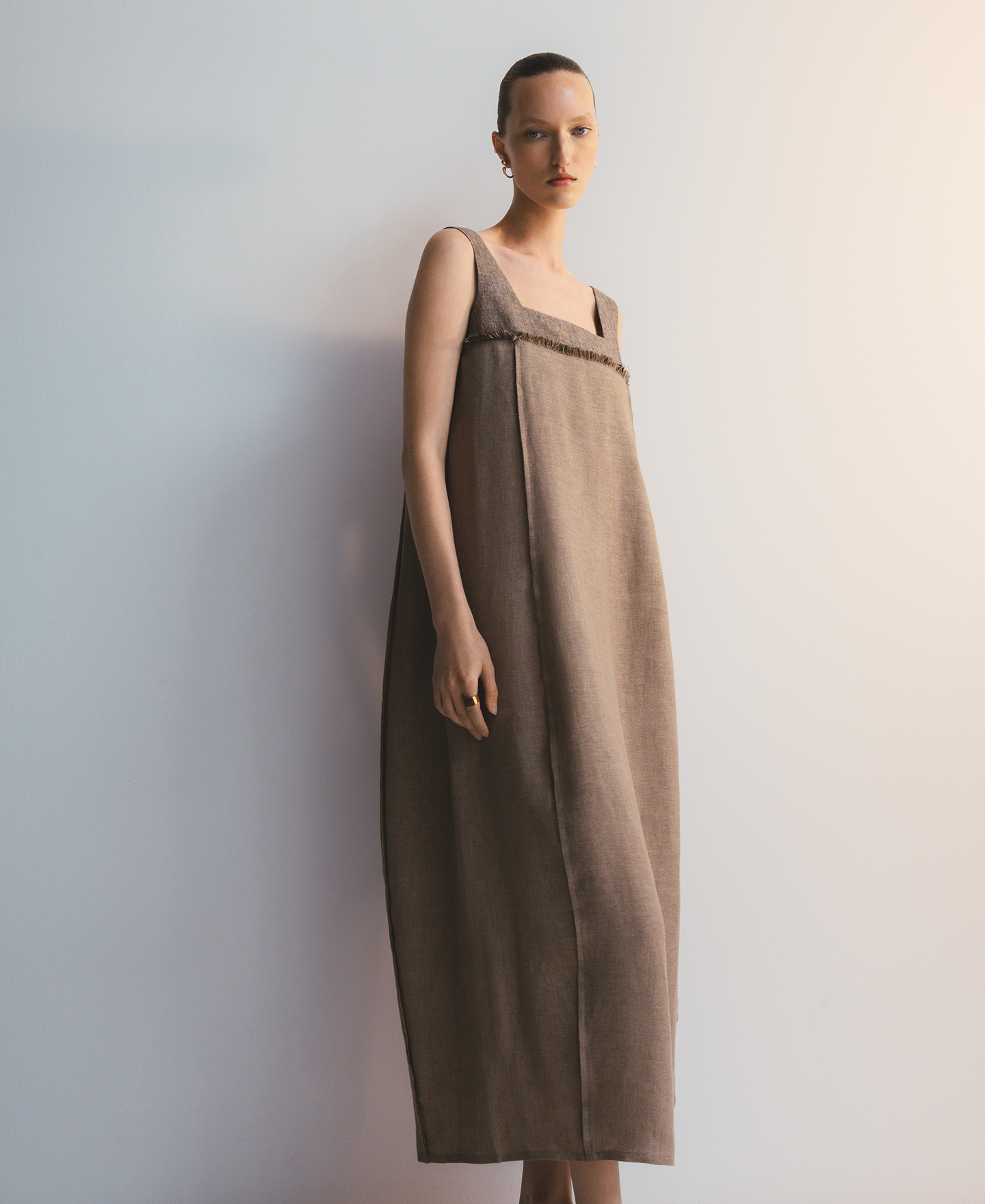 European linen midi dress woman image number 0