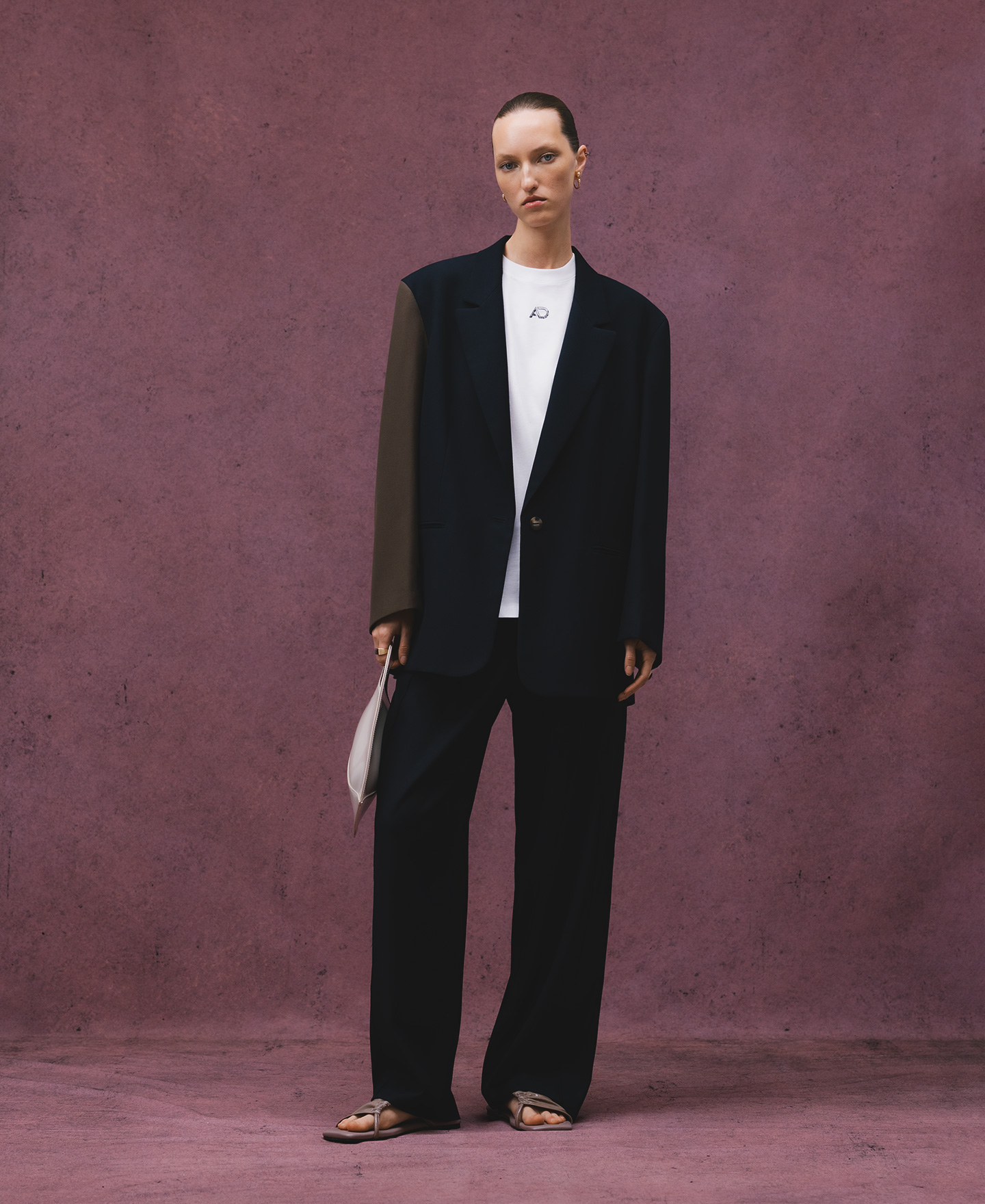 Two-tone blazer with overlay piece woman image number 1