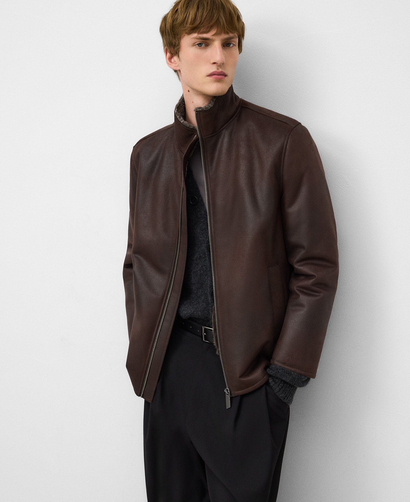 Non-Leather band collar jacket man image number 0
