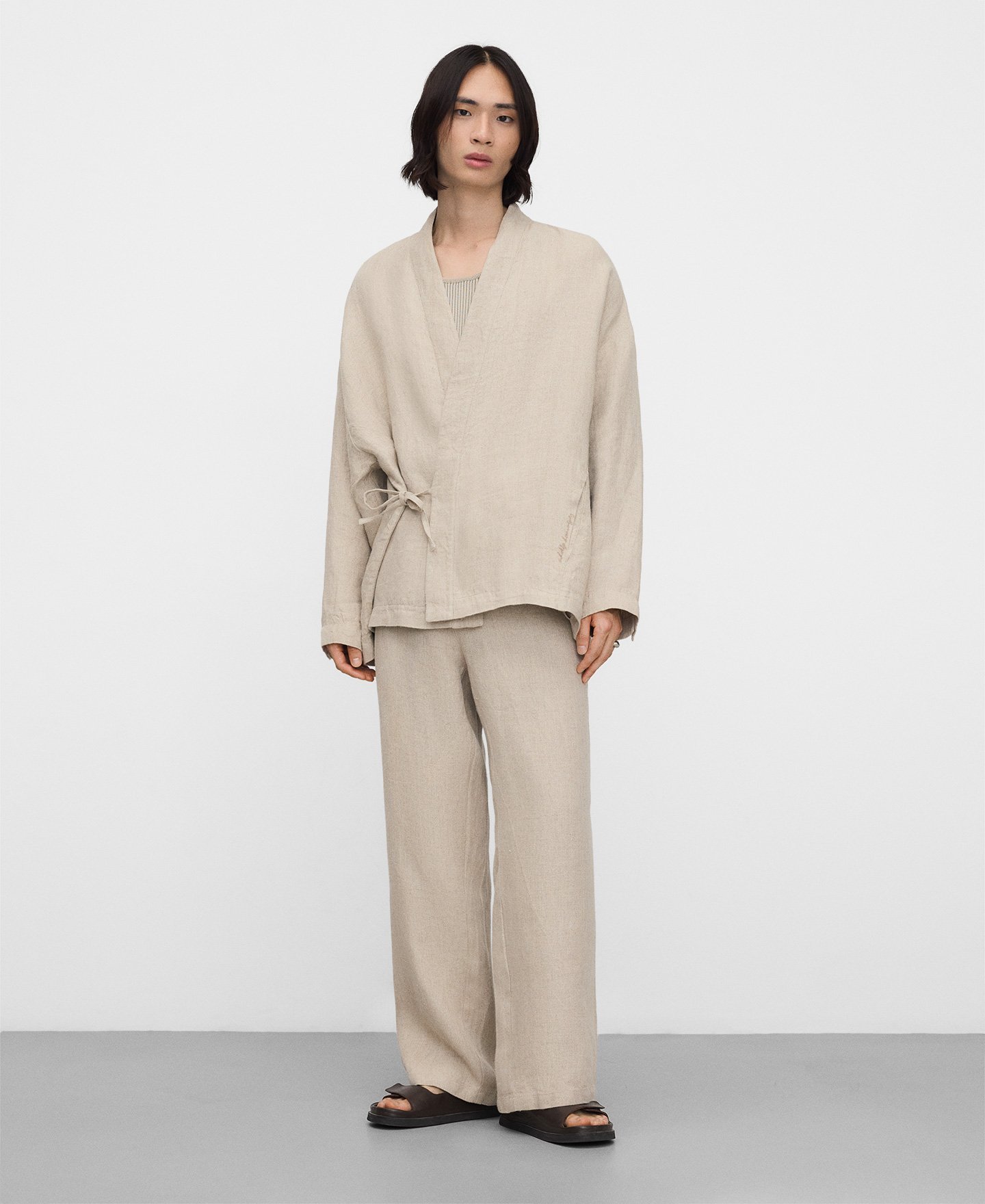 European linen relaxed fit trousers image number 1