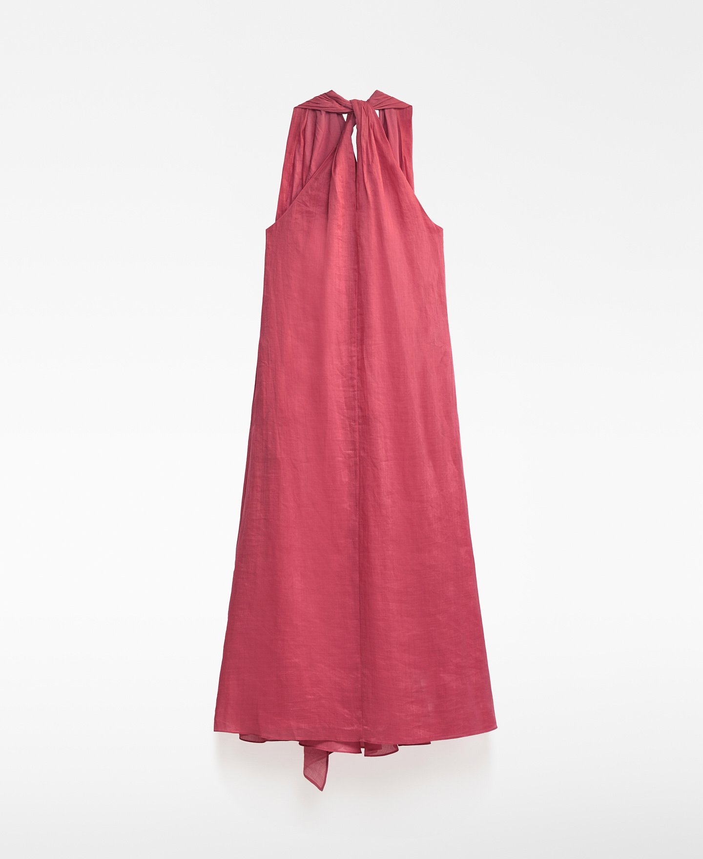 Ramie scarf collar dress woman image number 7