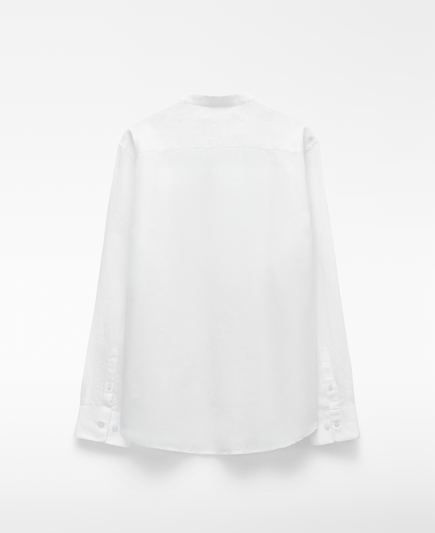 Linen regular fit mandarin collar shirt image number 5