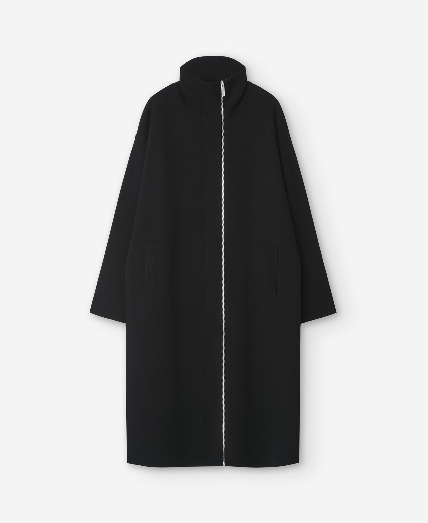 Abrigo largo de punto cuello alto mujer image number 4