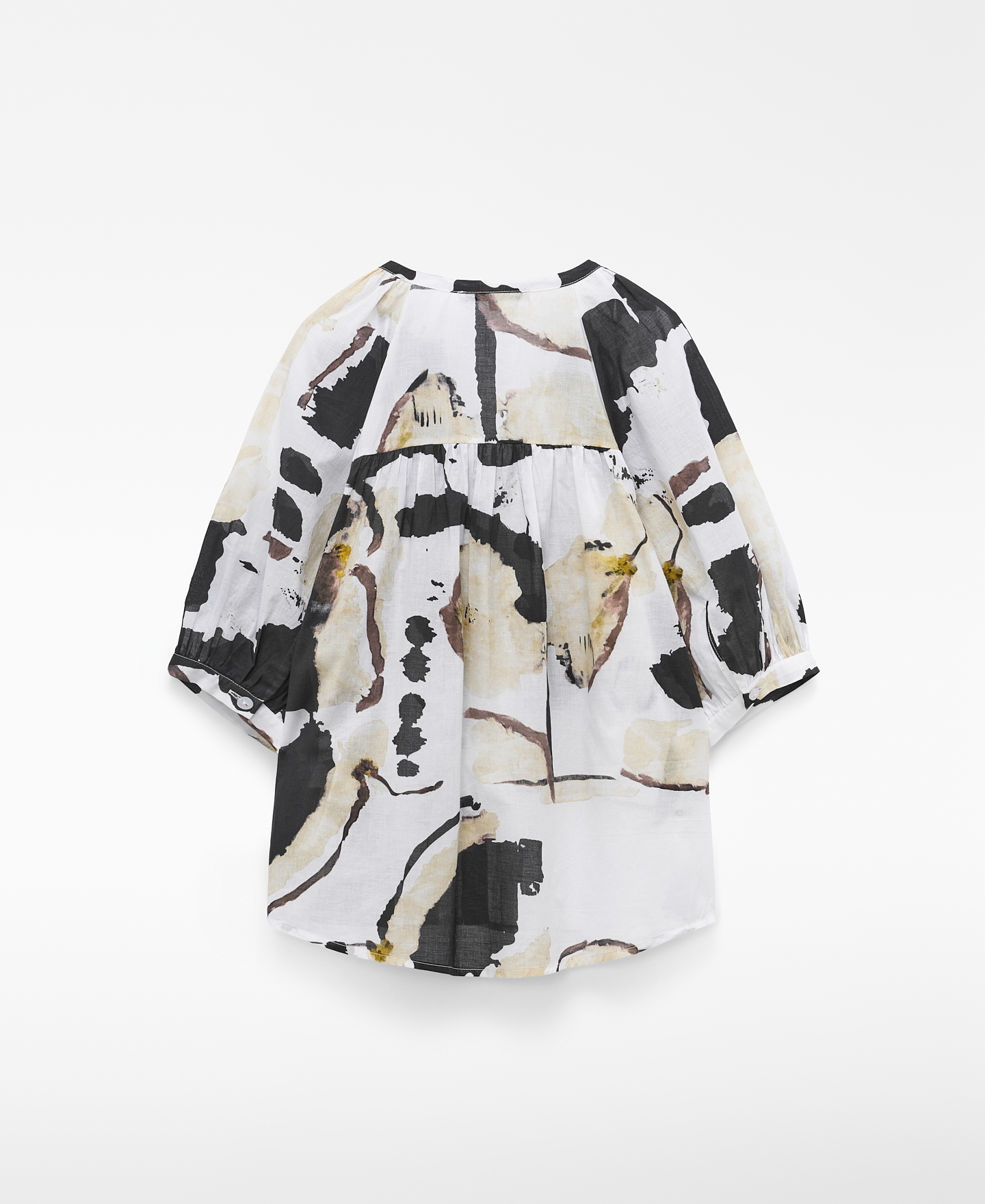 Blusa estampada com decote em V em algod&atilde;o image number 5