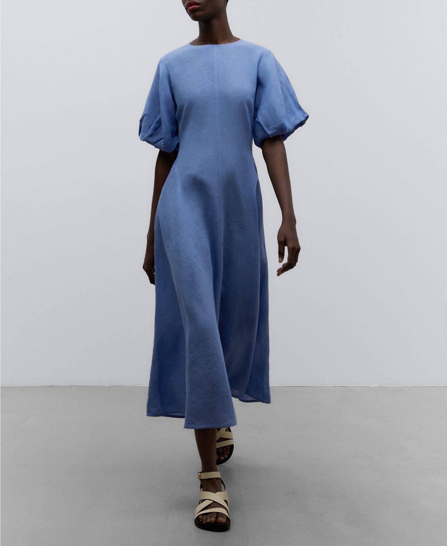Midi linen dress woman image number 0