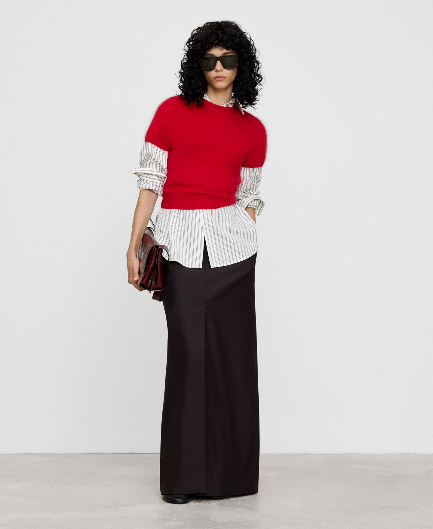 Merino wool brushed short sleeve sweater image number 4