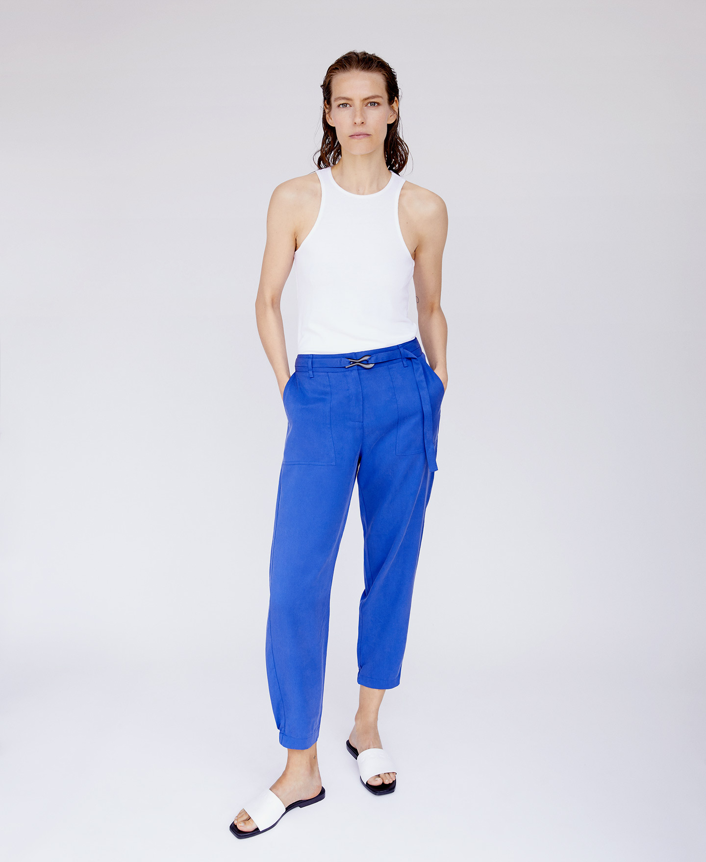 Ankle length trousers in lyocell image number 0