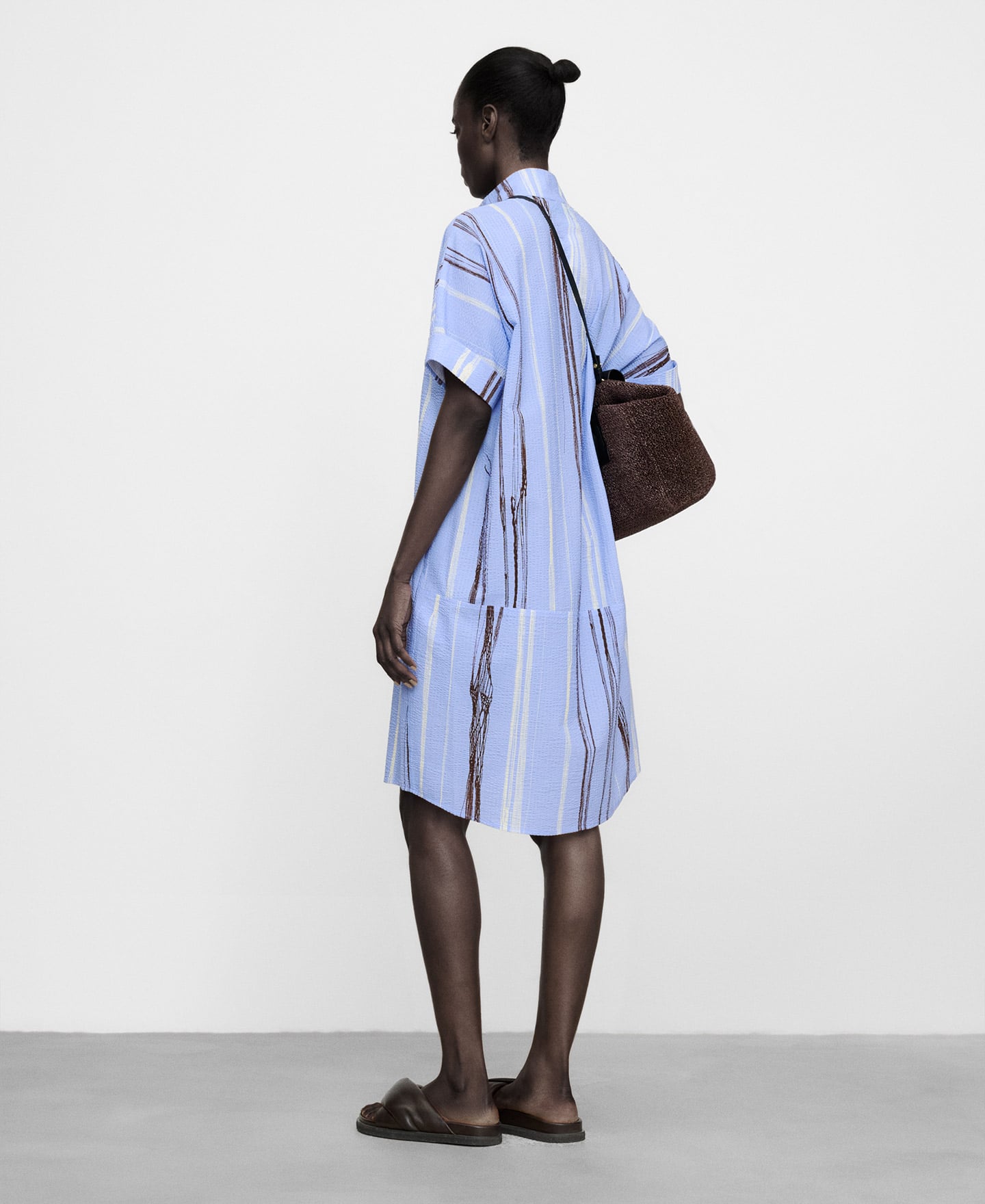 Irregular striped seersucker dress image number 2