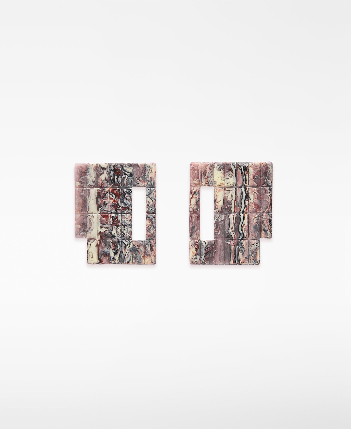 Resin grid earrings woman image number 0
