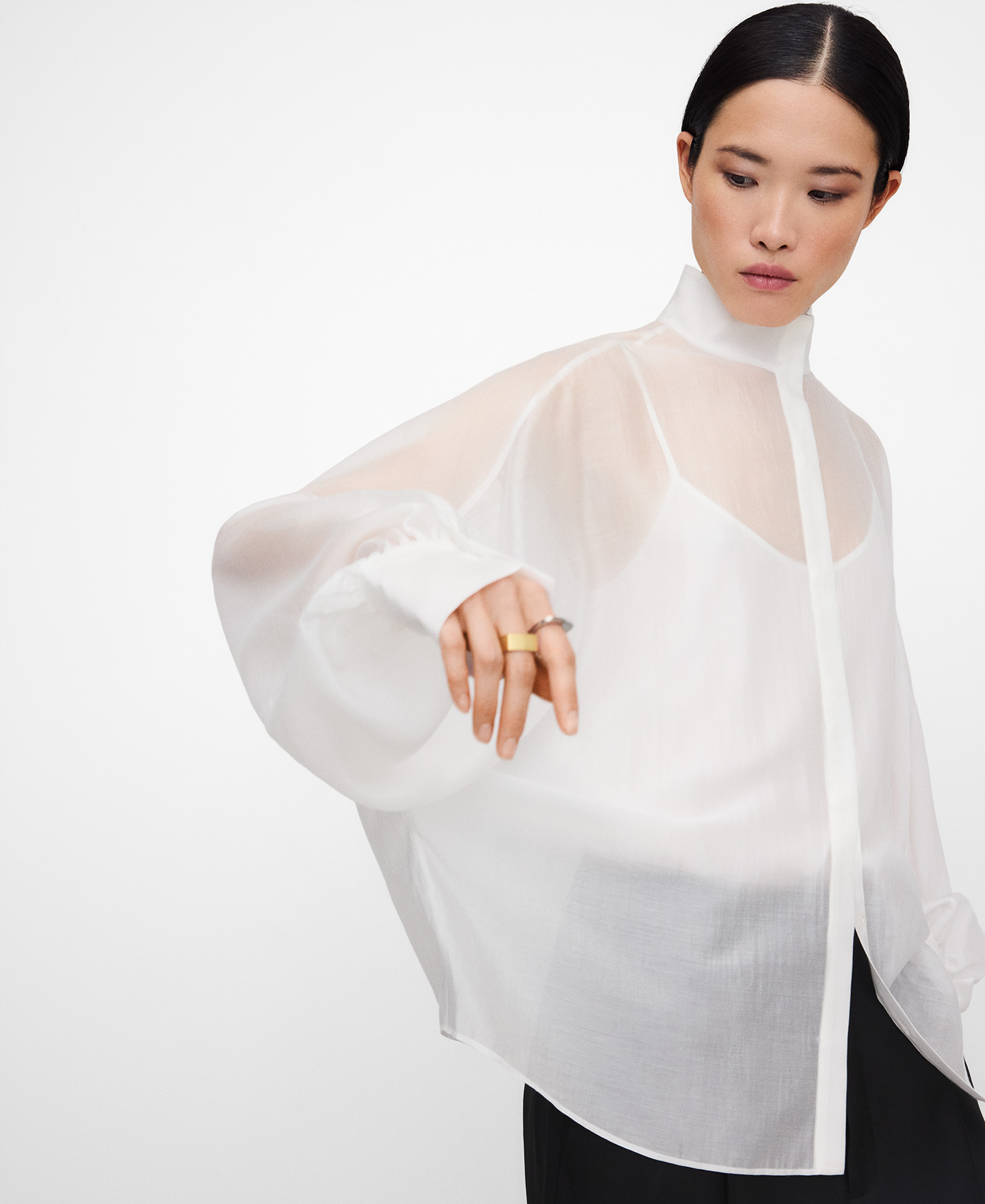 Camisa amplia semitransparente image number 3