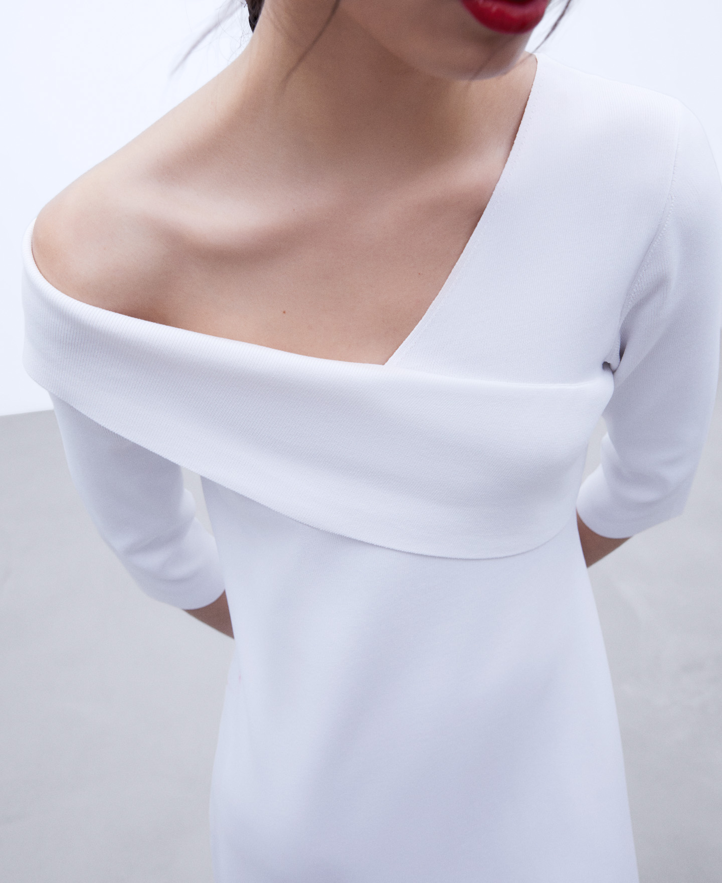 Asymmetric-breasted neckline dress image number 3