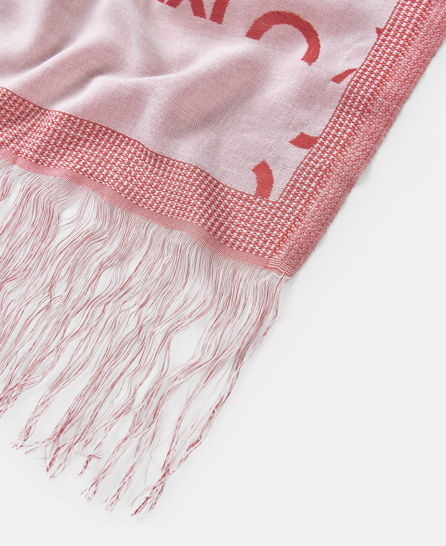 Red jacquard shawl with splashed logo image number 2