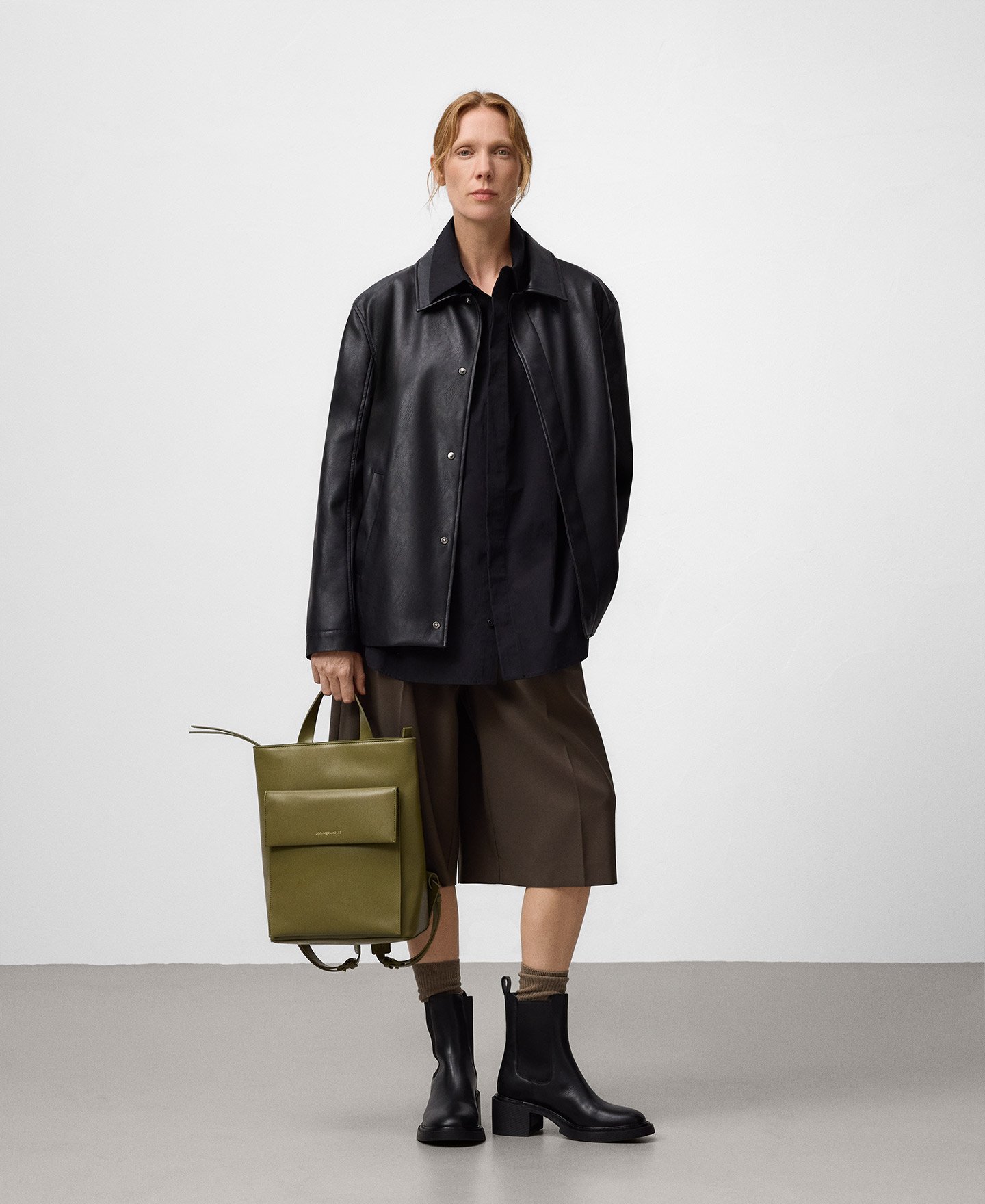 Leather-Non-Leather flap backpack woman image number 5