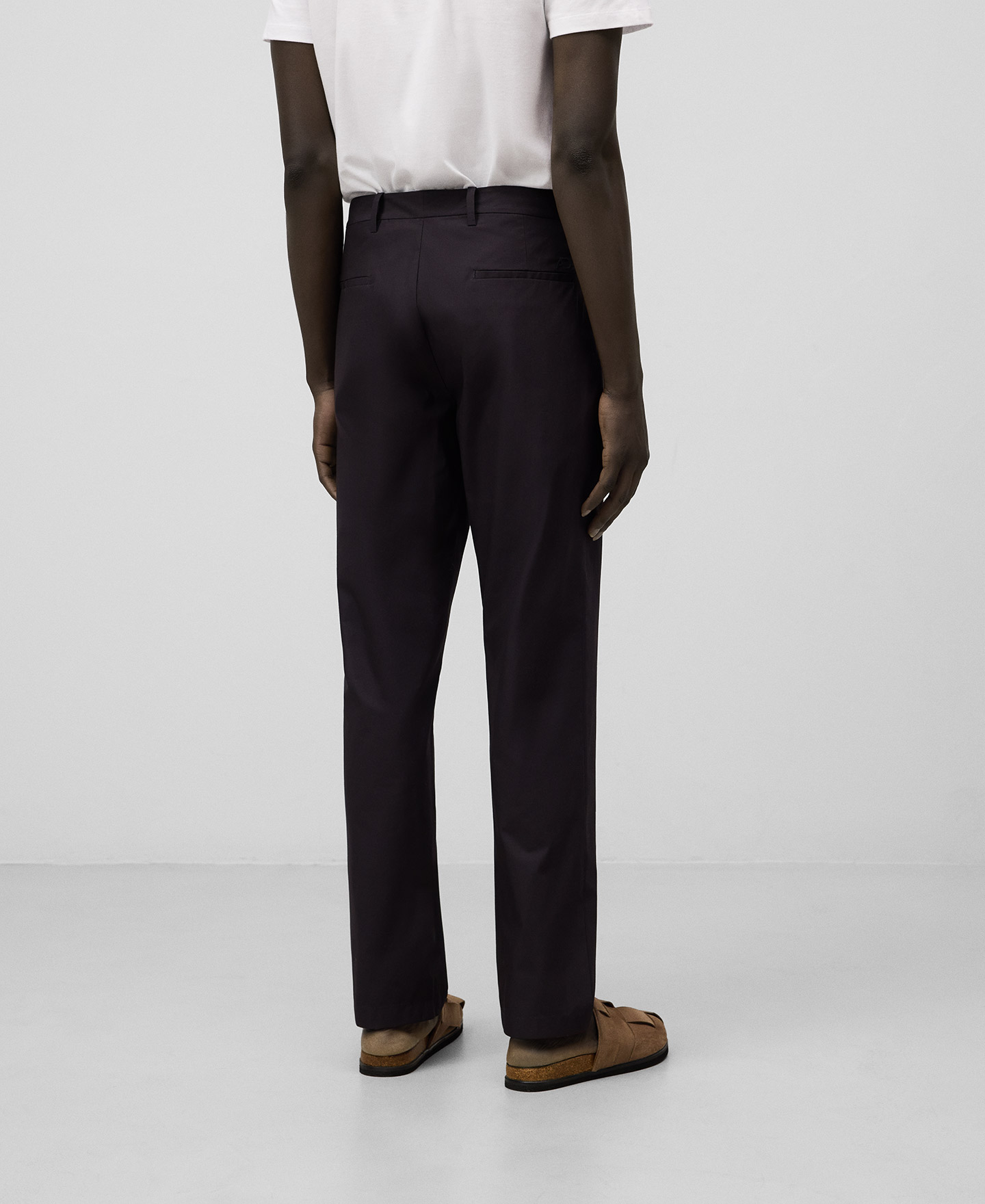 Cotton poplin straight trousers man image number 2