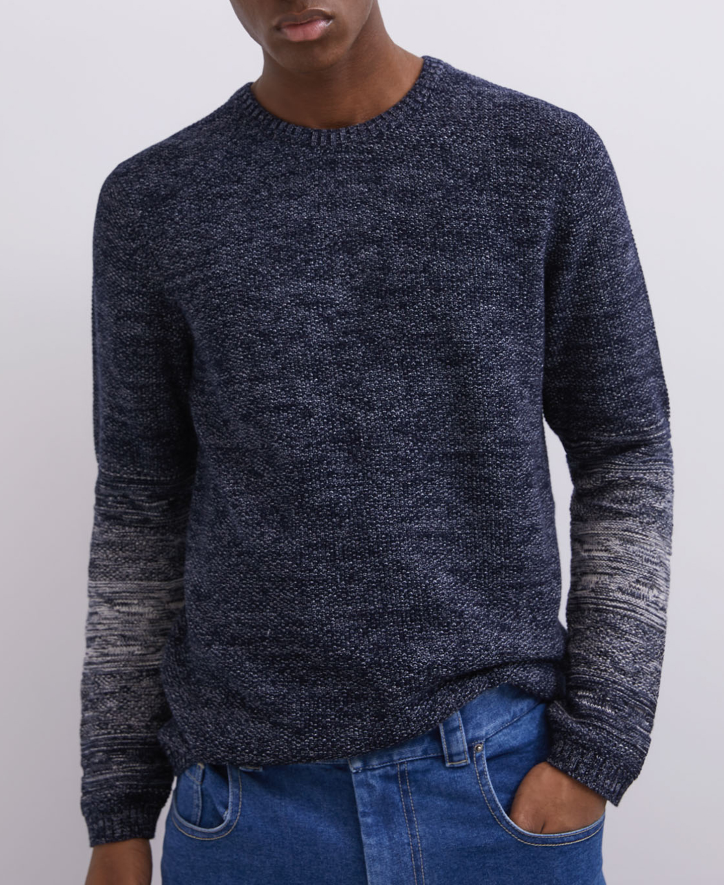 Combined cotton crew neck sweater image number 0