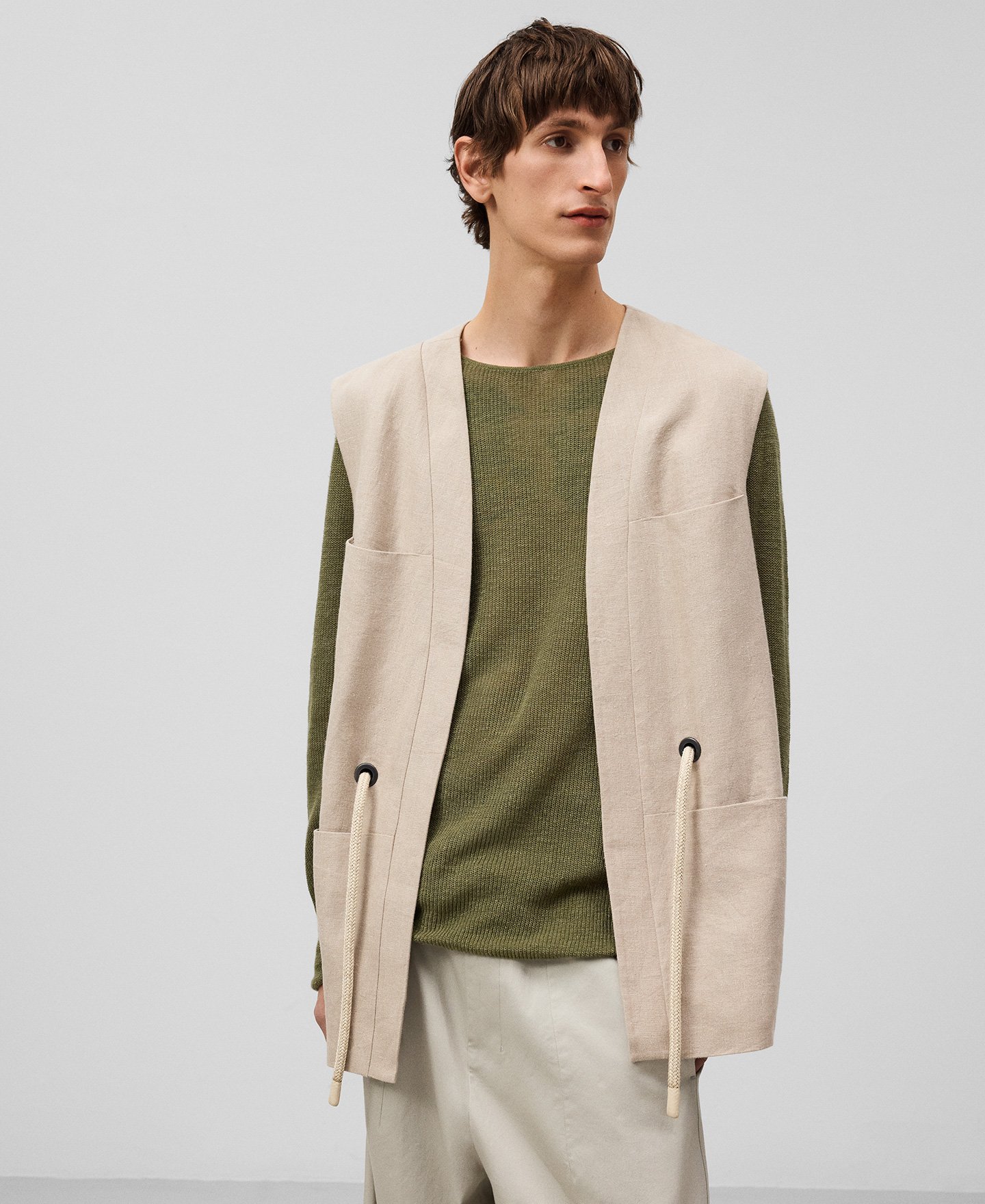 European linen waistcoat man image number 0