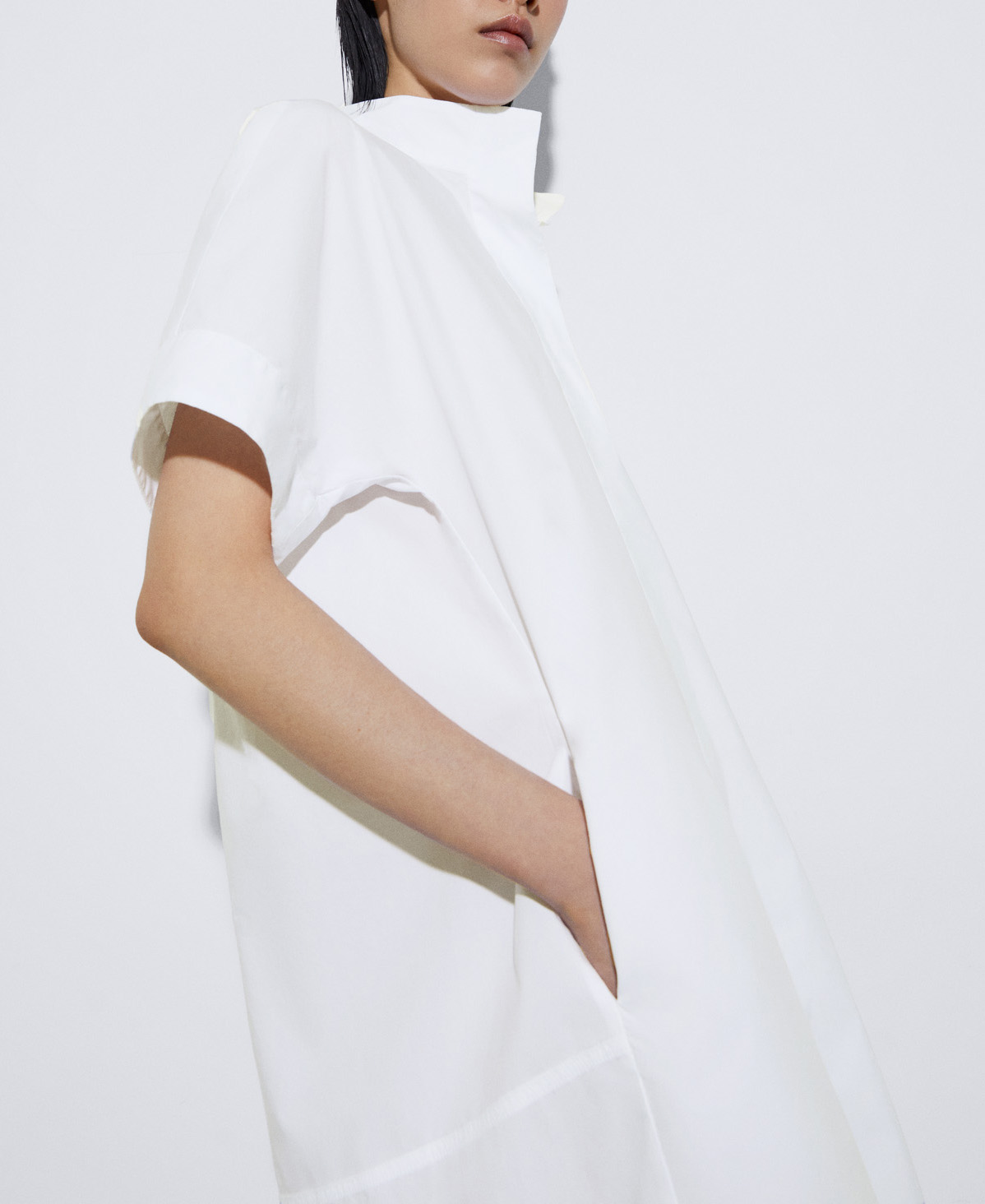 Mao collar shirt dress image number 3
