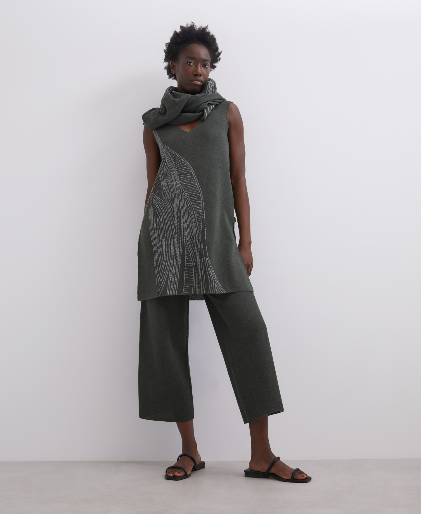Top punto jacquard en lino image number 0
