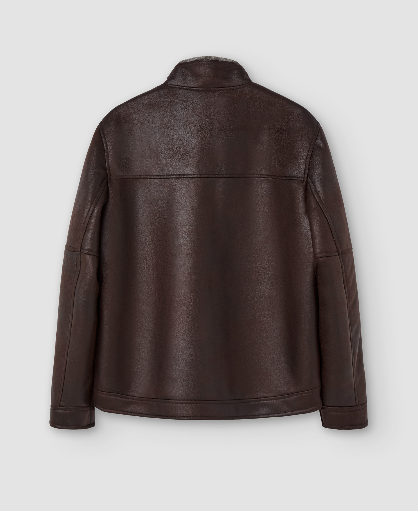 Leather texture funnel collar jacket image number 7