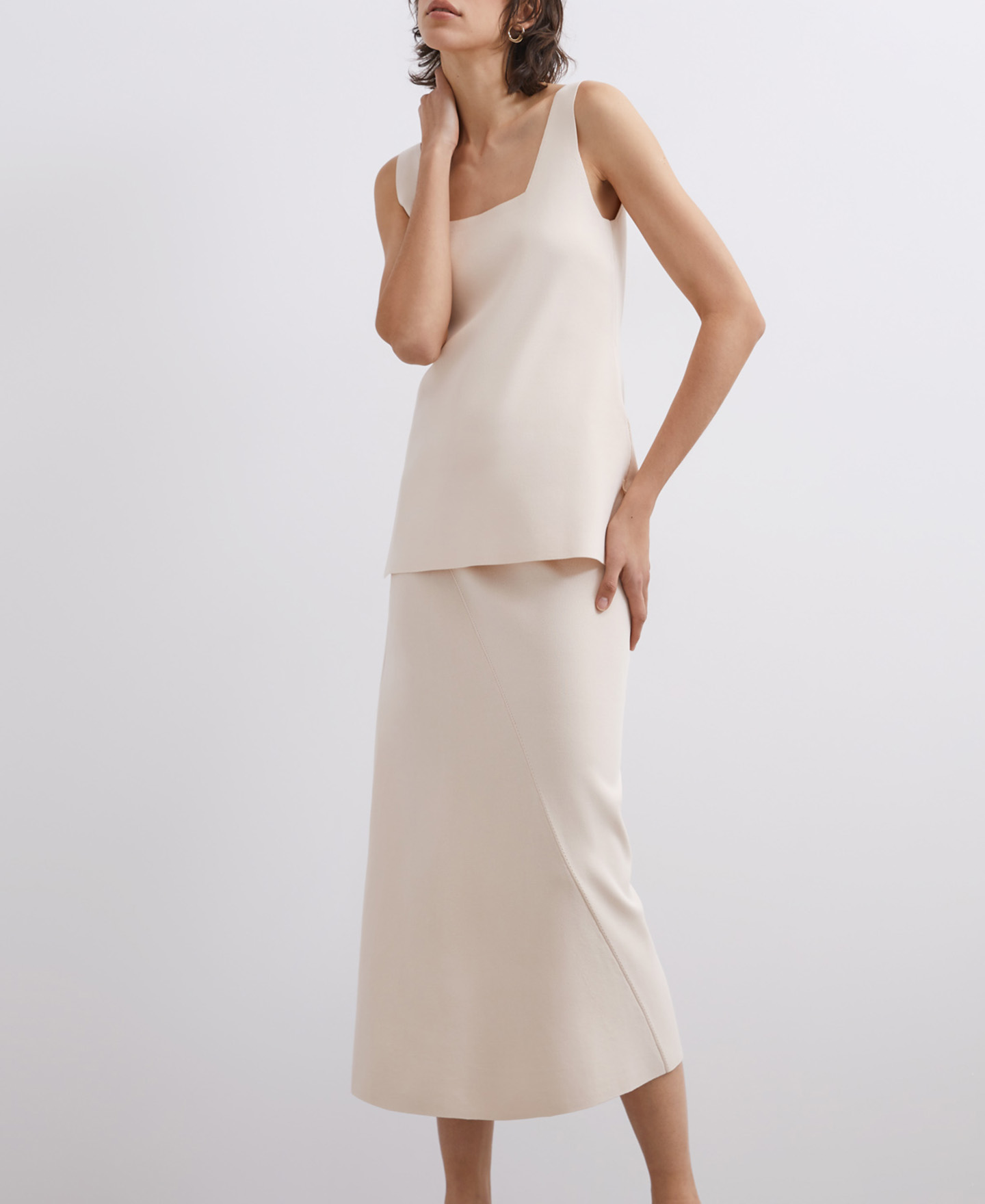 Square neckline top viscose rubber knit image number 3