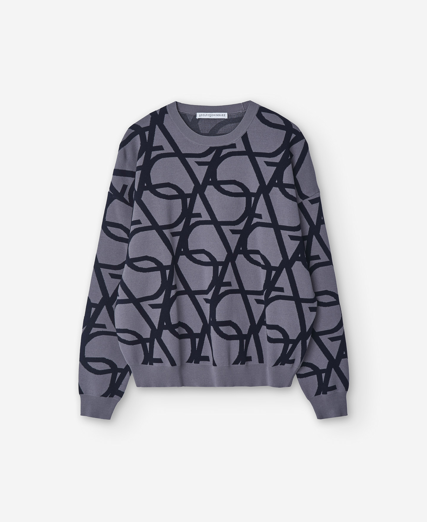 Navy blue jacquard sweatshirt women image number 4