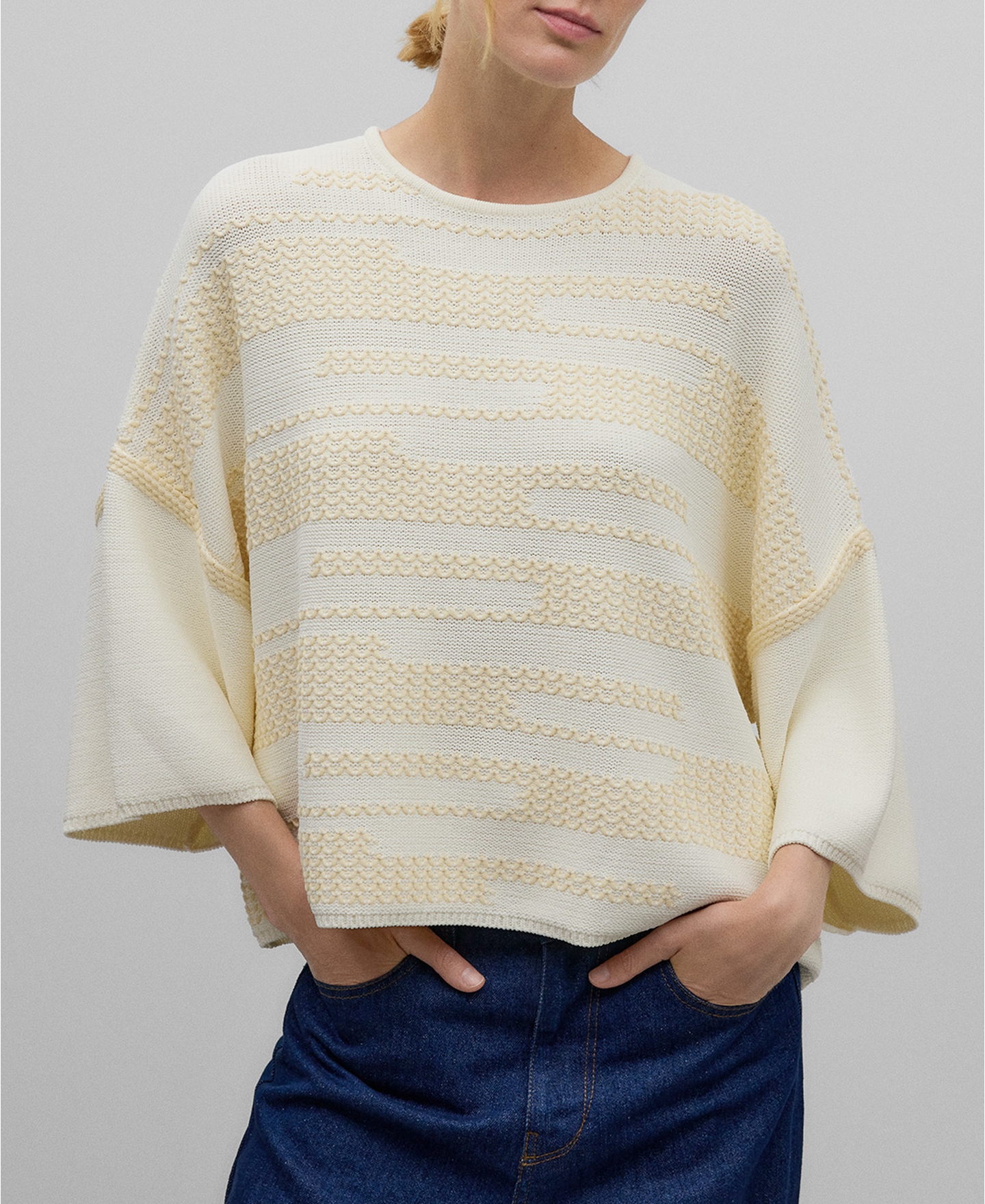 Jersey jacquard crudo mujer image number 0