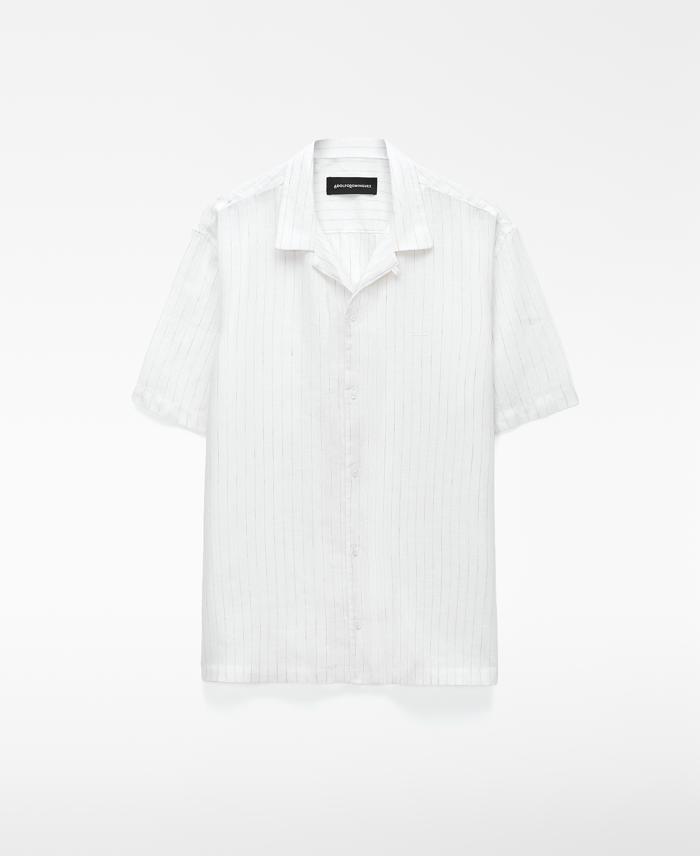 Chemise &agrave; col bowling ray&eacute;e en lin europ&eacute;en image number 4