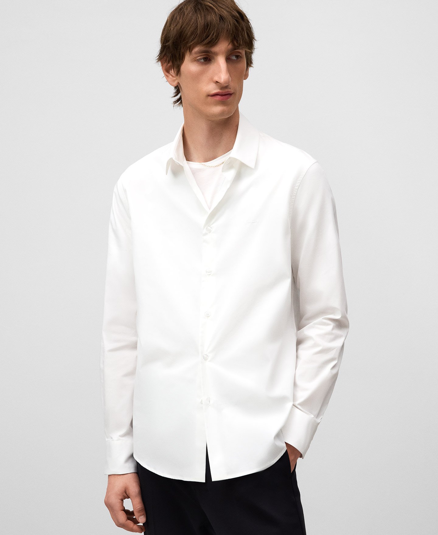 Slim fit lapel collar shirt man image number 0
