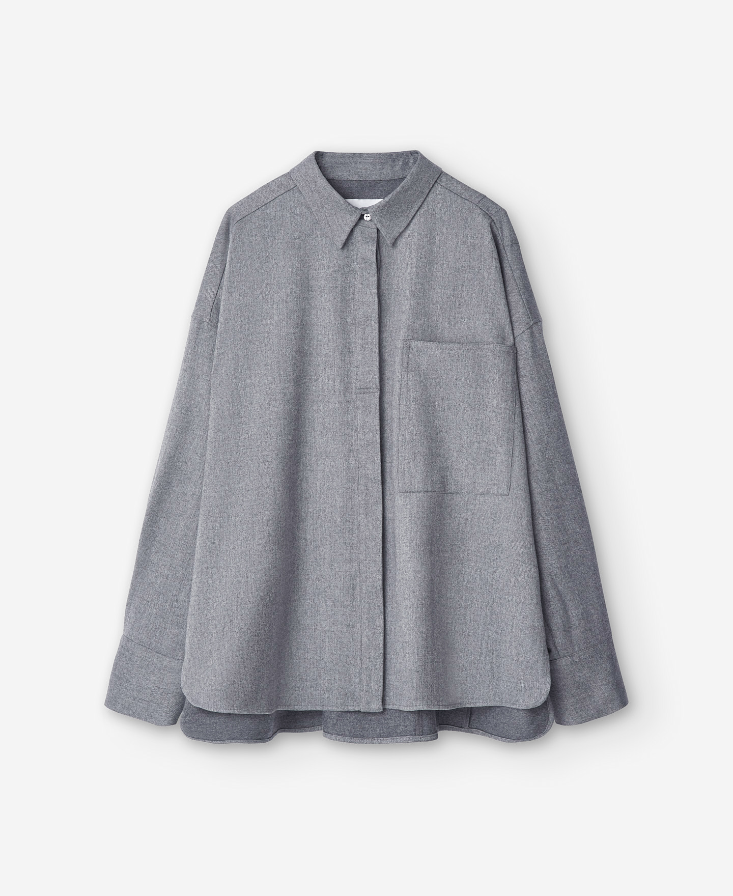 Grey patch pocket shirt for women image number 4